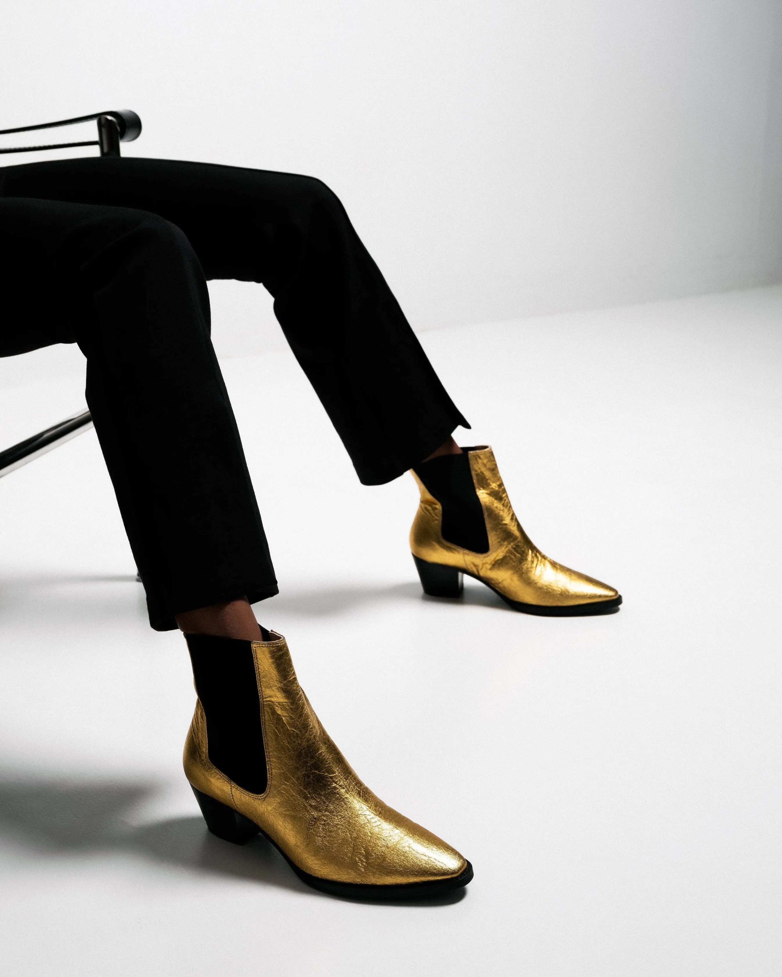 3pm Friday Rocks! Vegan Pi?atex Ankle Boots | Metallic Gold