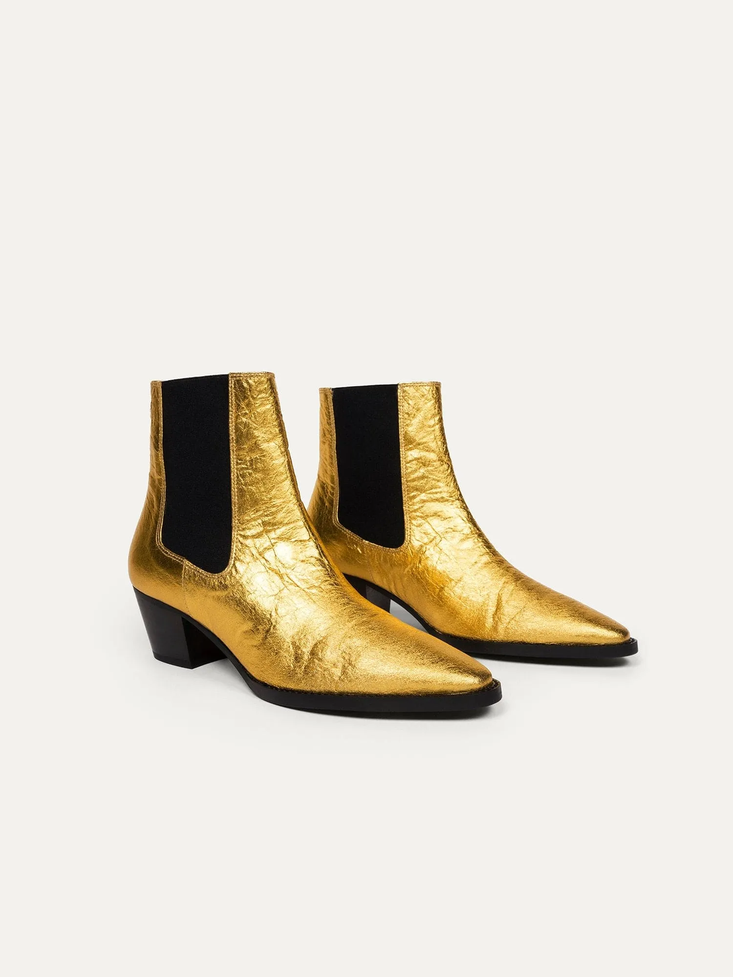 3pm Friday Rocks! Vegan Pi?atex Ankle Boots | Metallic Gold