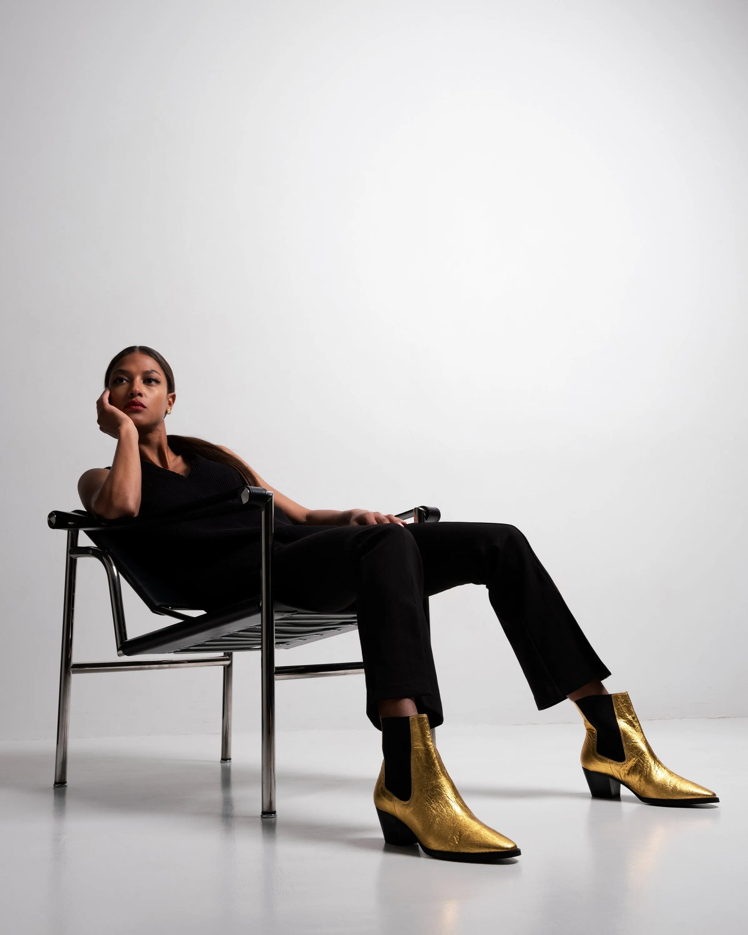 3pm Friday Rocks! Vegan Pi?atex Ankle Boots | Metallic Gold