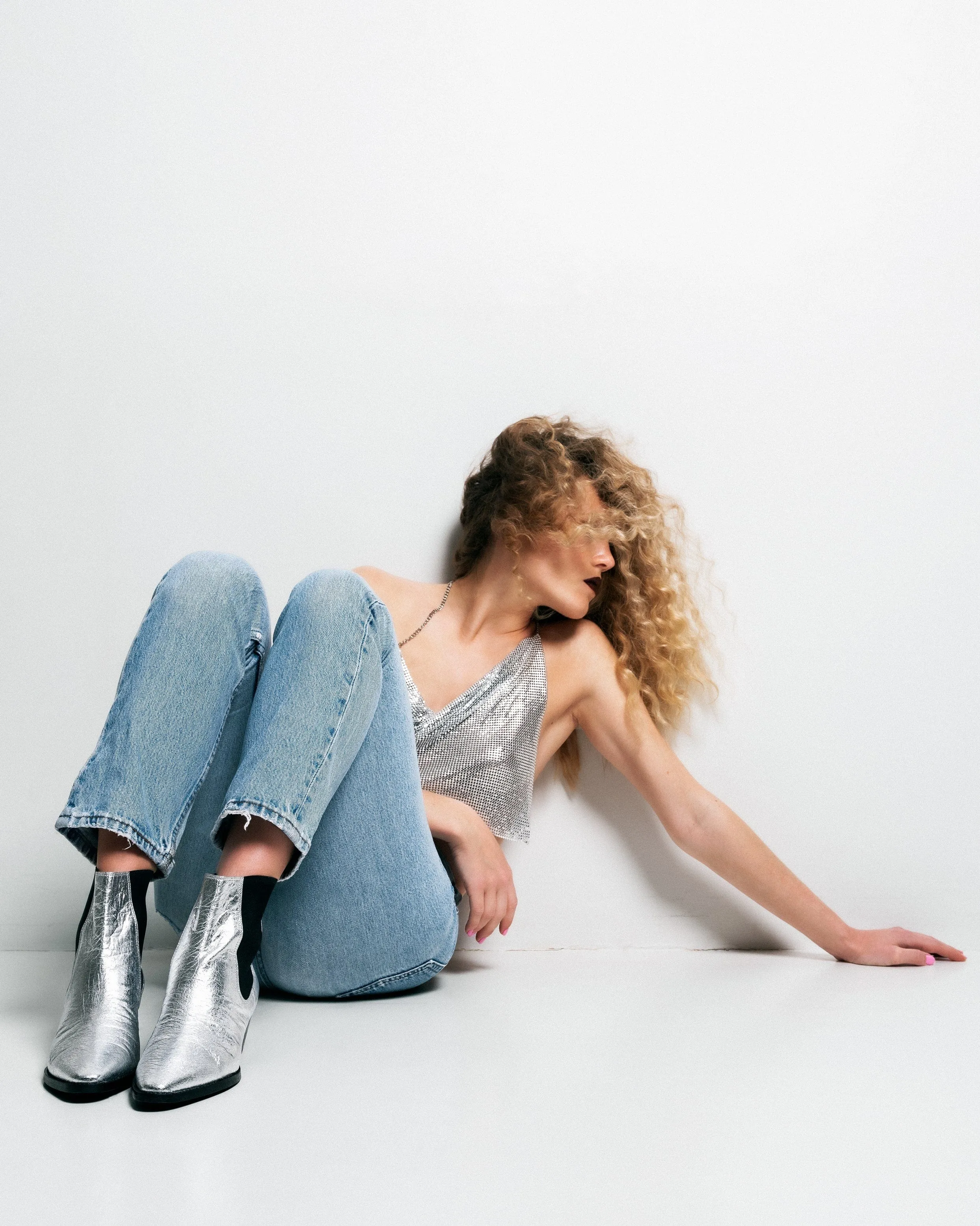 3pm Friday Rocks! Vegan Pi?atex Ankle Boots | Metallic Silver