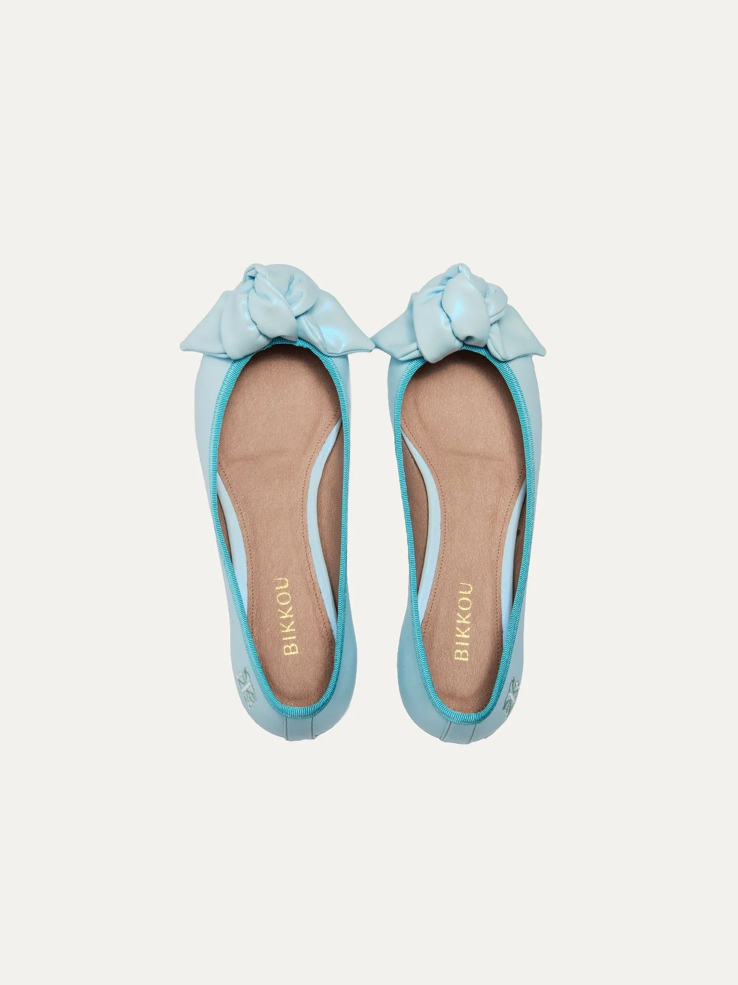 9:30am Hearing in Court Vegan Leather Bow Flats | Opaline Blue
