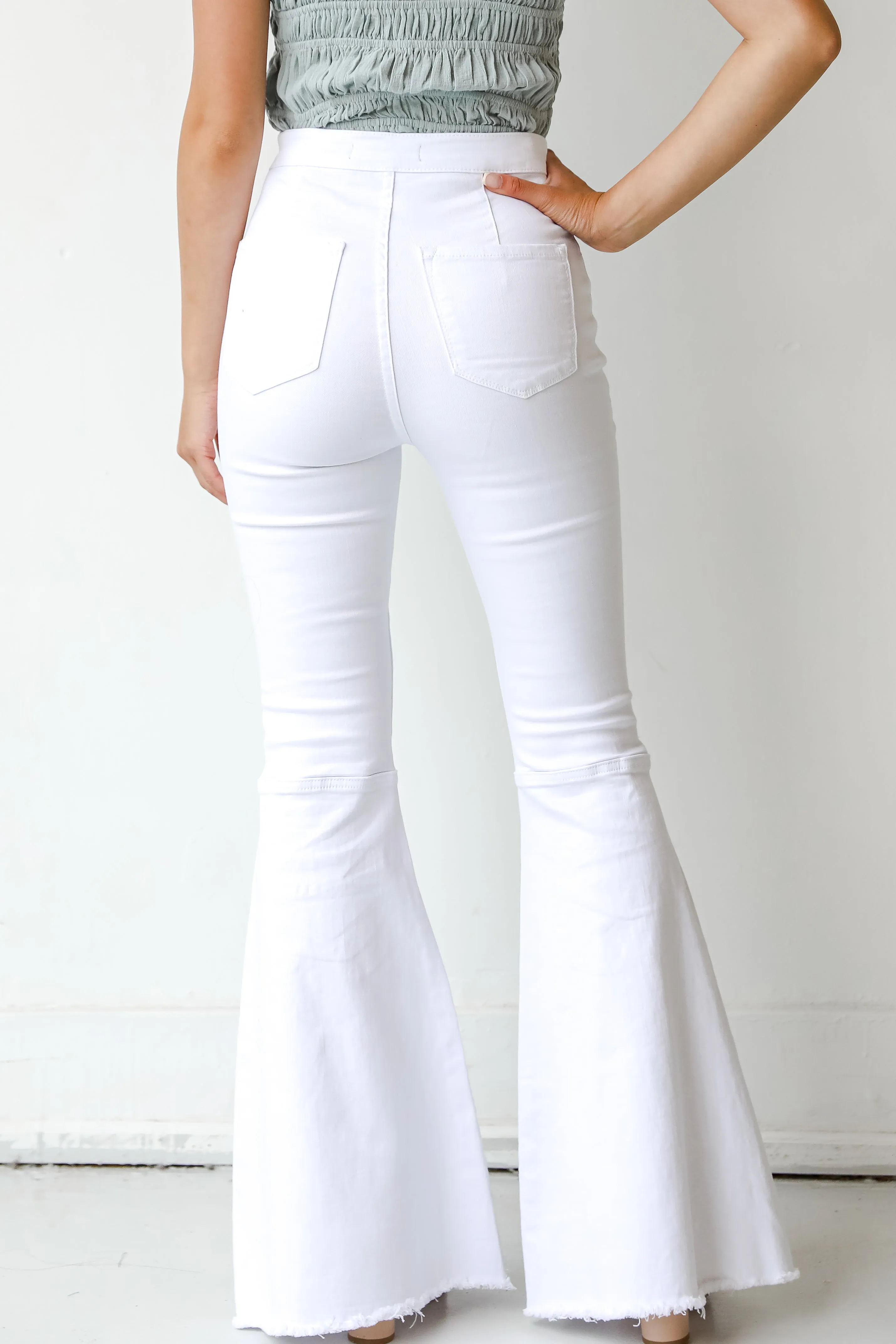 All That And More White Distressed Flare Jeans