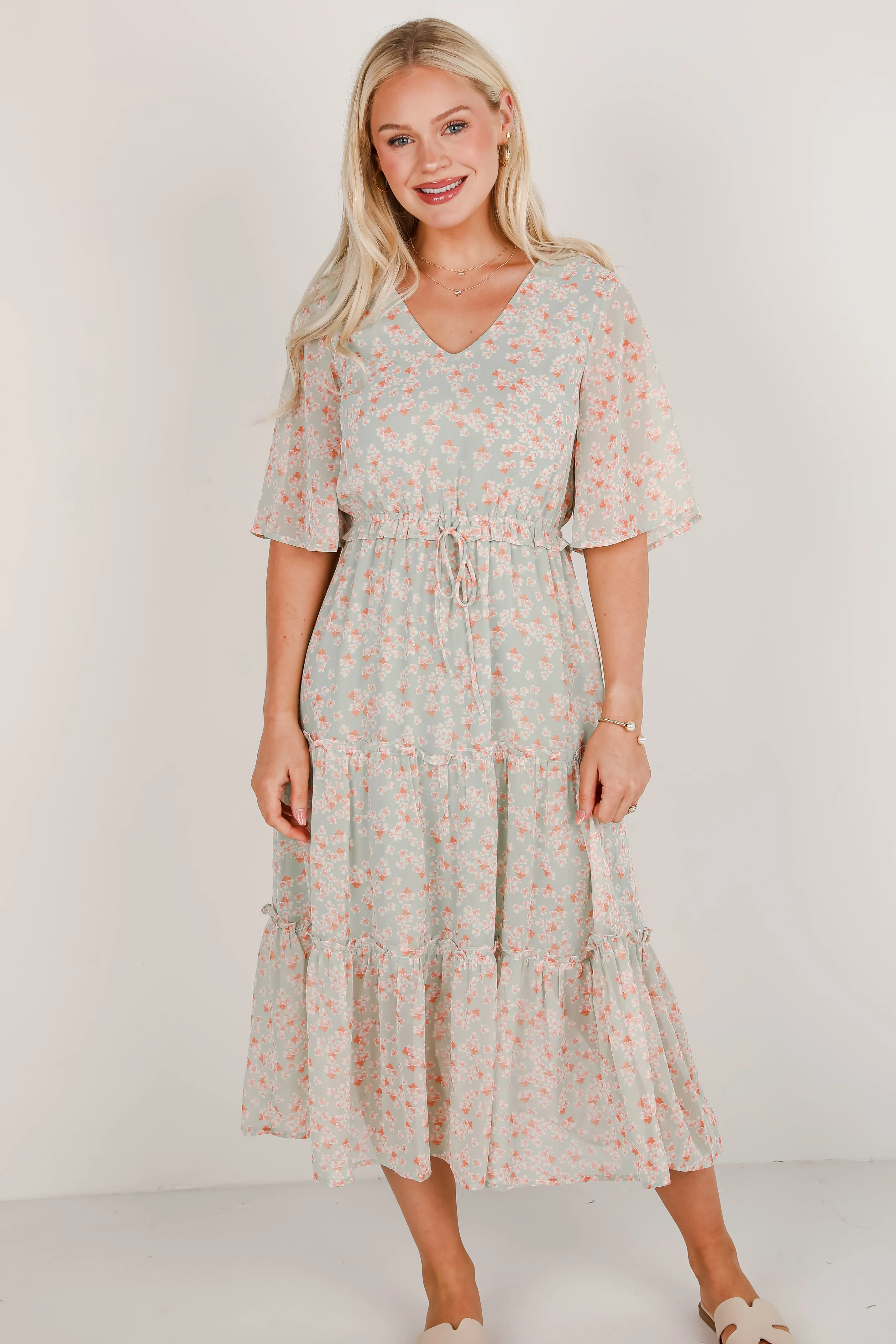 All The Best Tiered Midi Dress