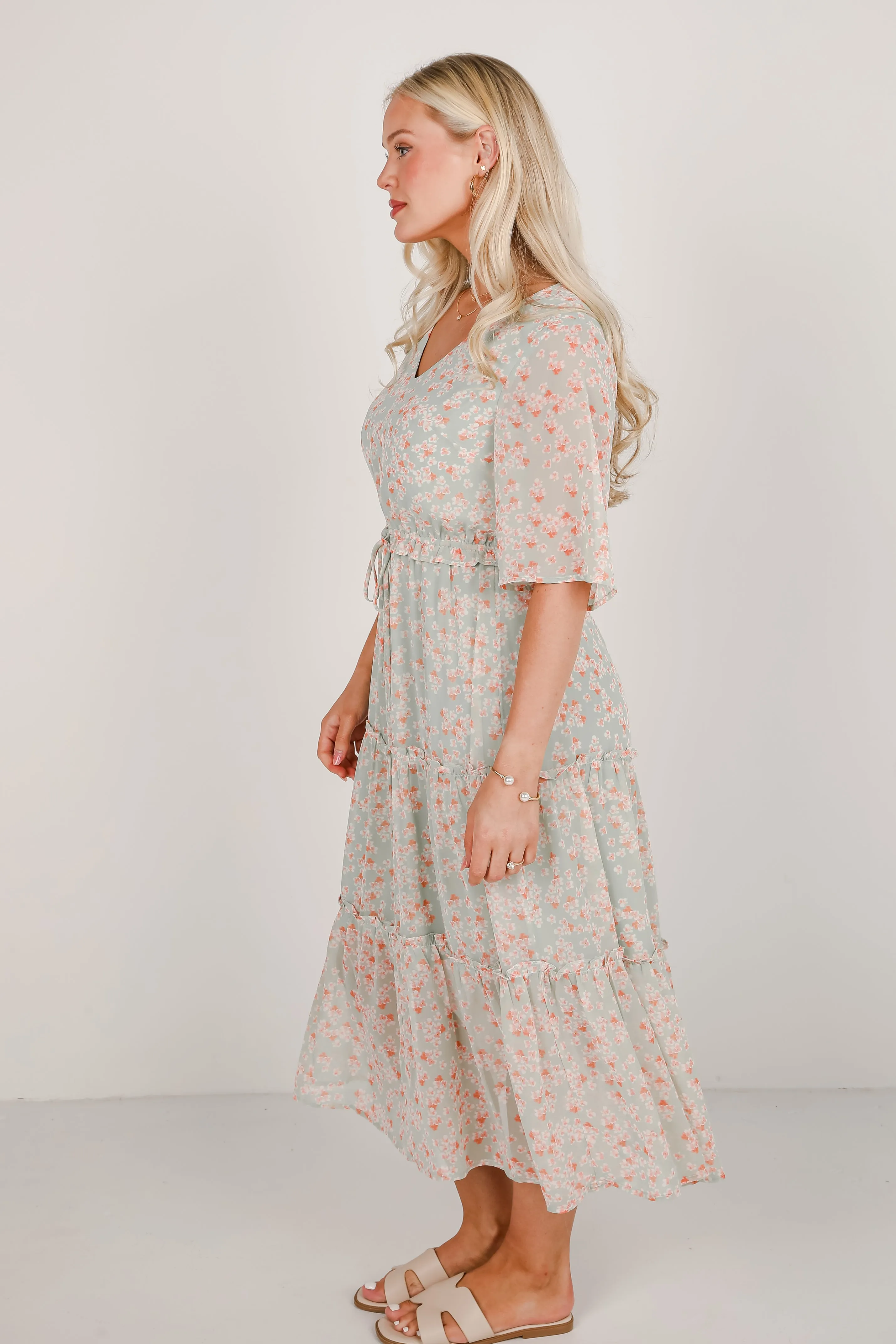 All The Best Tiered Midi Dress