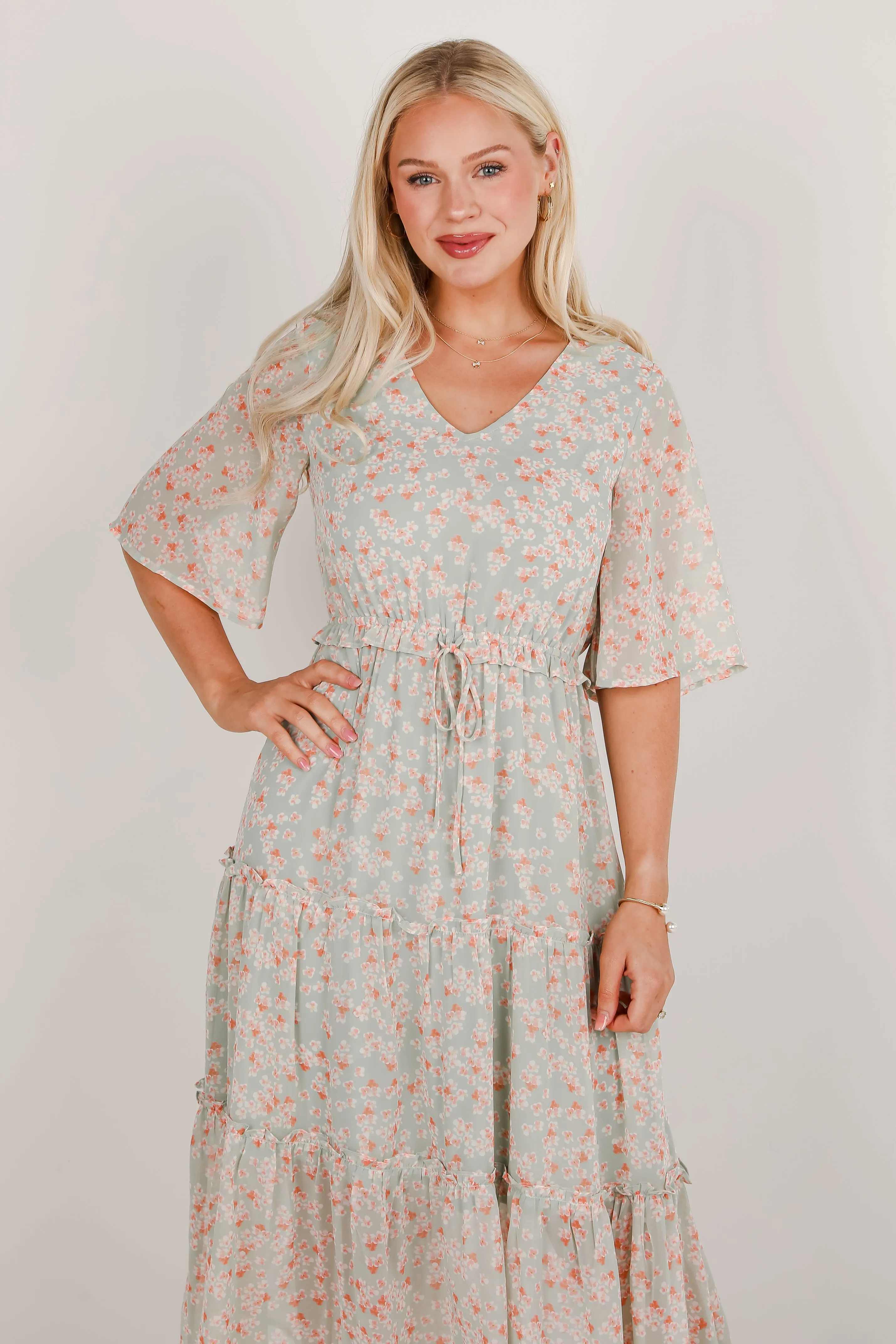 All The Best Tiered Midi Dress