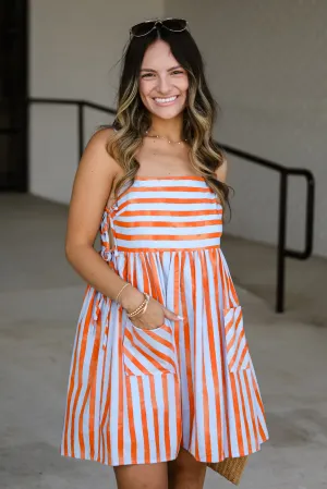 All You Have Orange Striped Mini Dress
