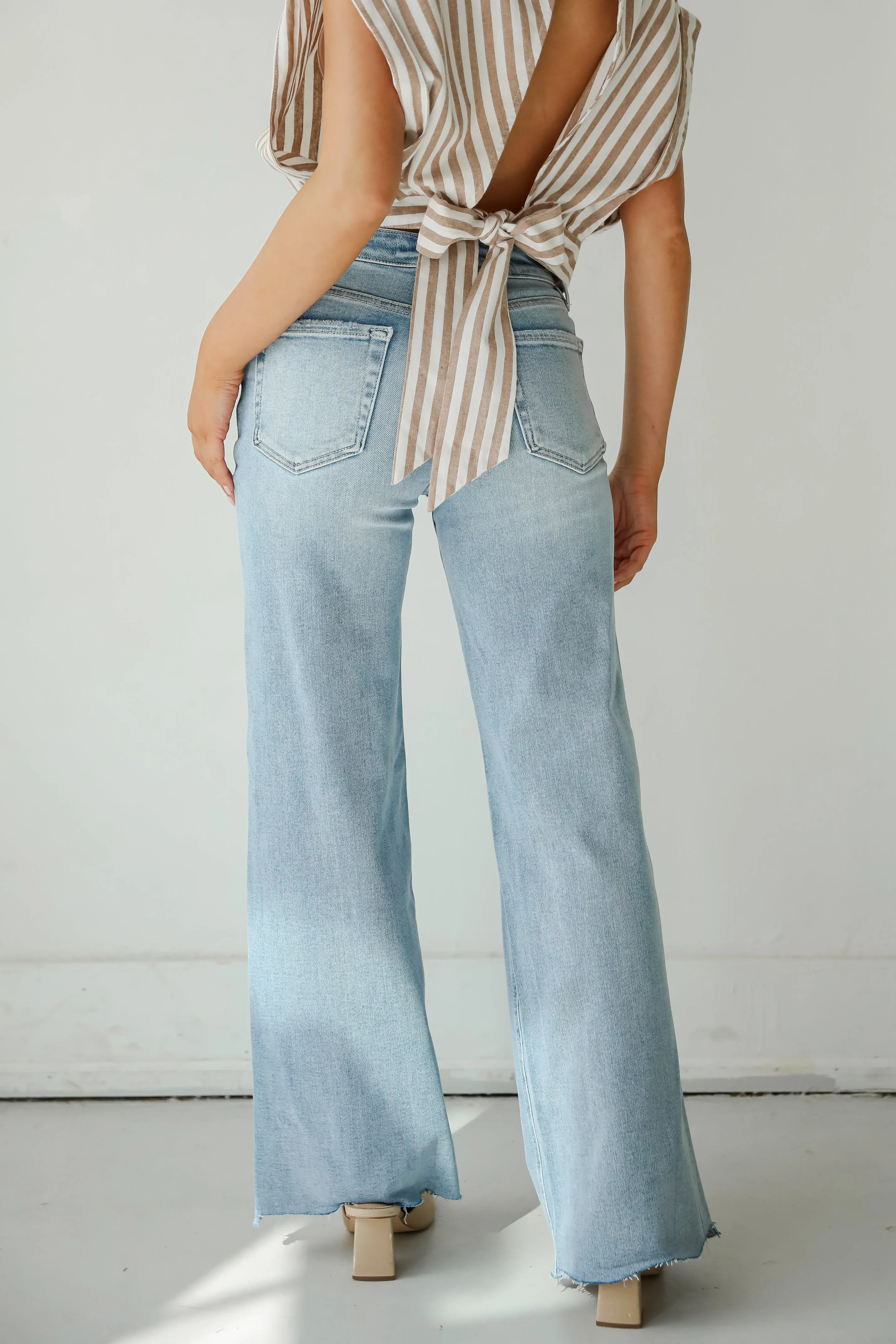 Bailey Light Wash High-Rise Distressed Wide Leg Jeans