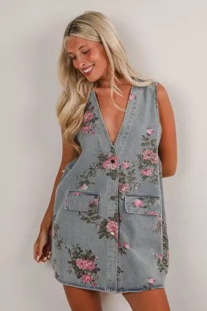 Believe In Yourself Denim Floral Mini Dress