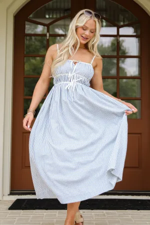 Beyond The Horizon Blue Striped Maxi Dress