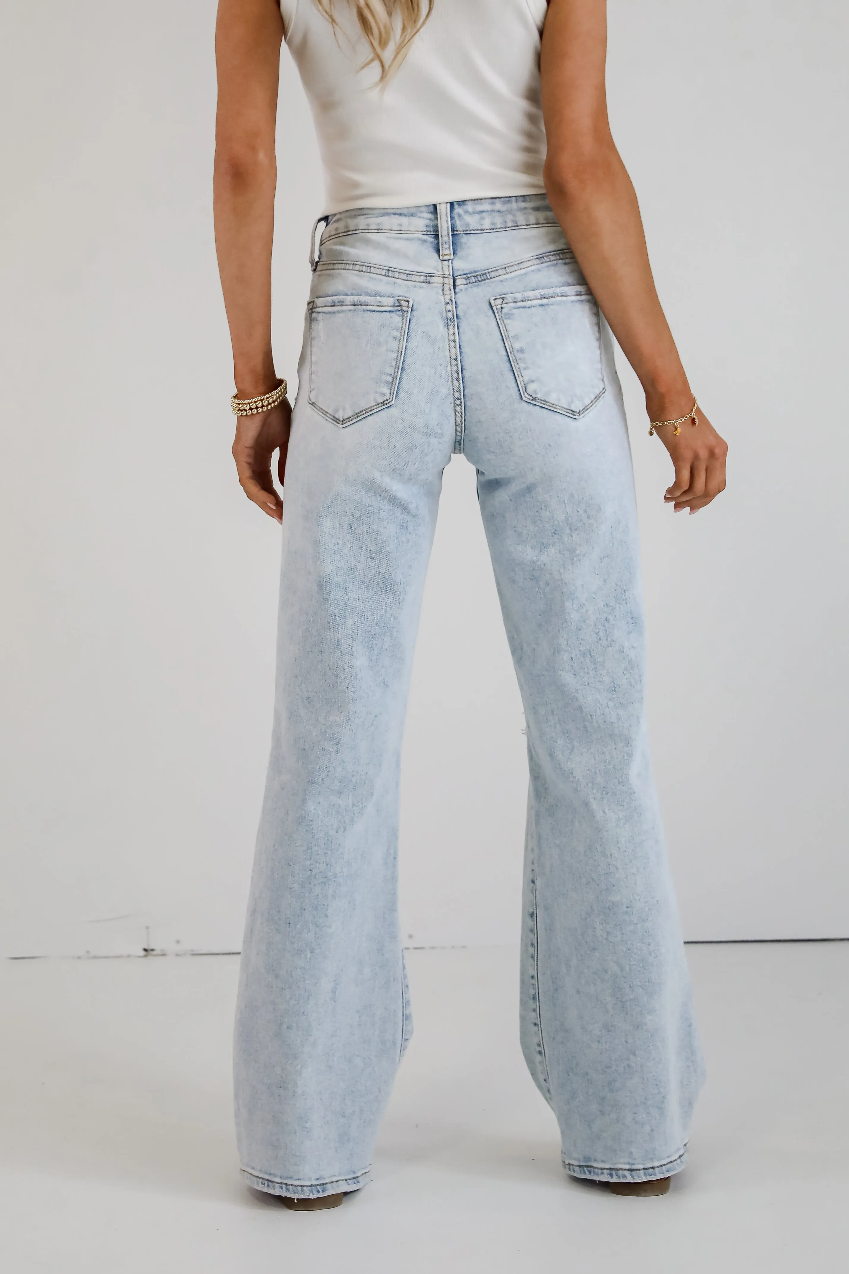 Blake Light Wash High-Rise Distressed Wide Leg Jeans