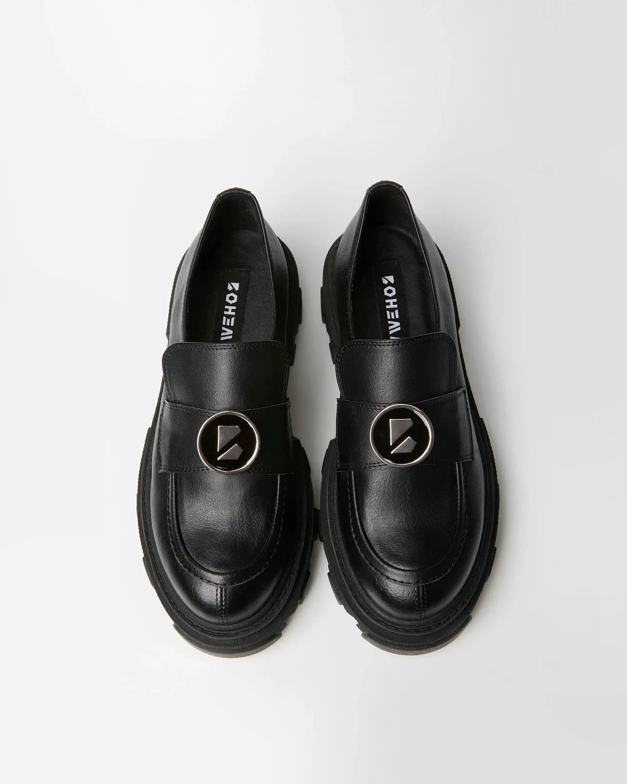 Blocky Women's Vegan Grape Leather Loafers | Black