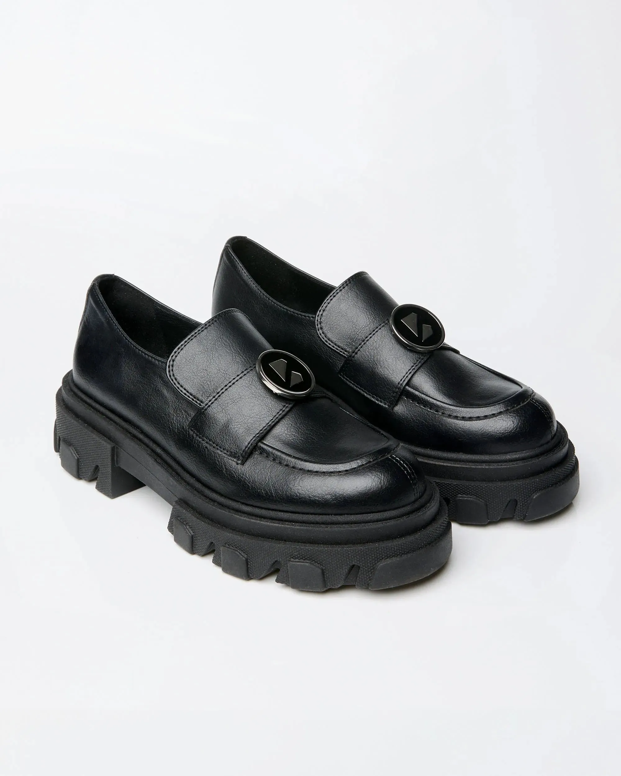 Blocky Women's Vegan Grape Leather Loafers | Black