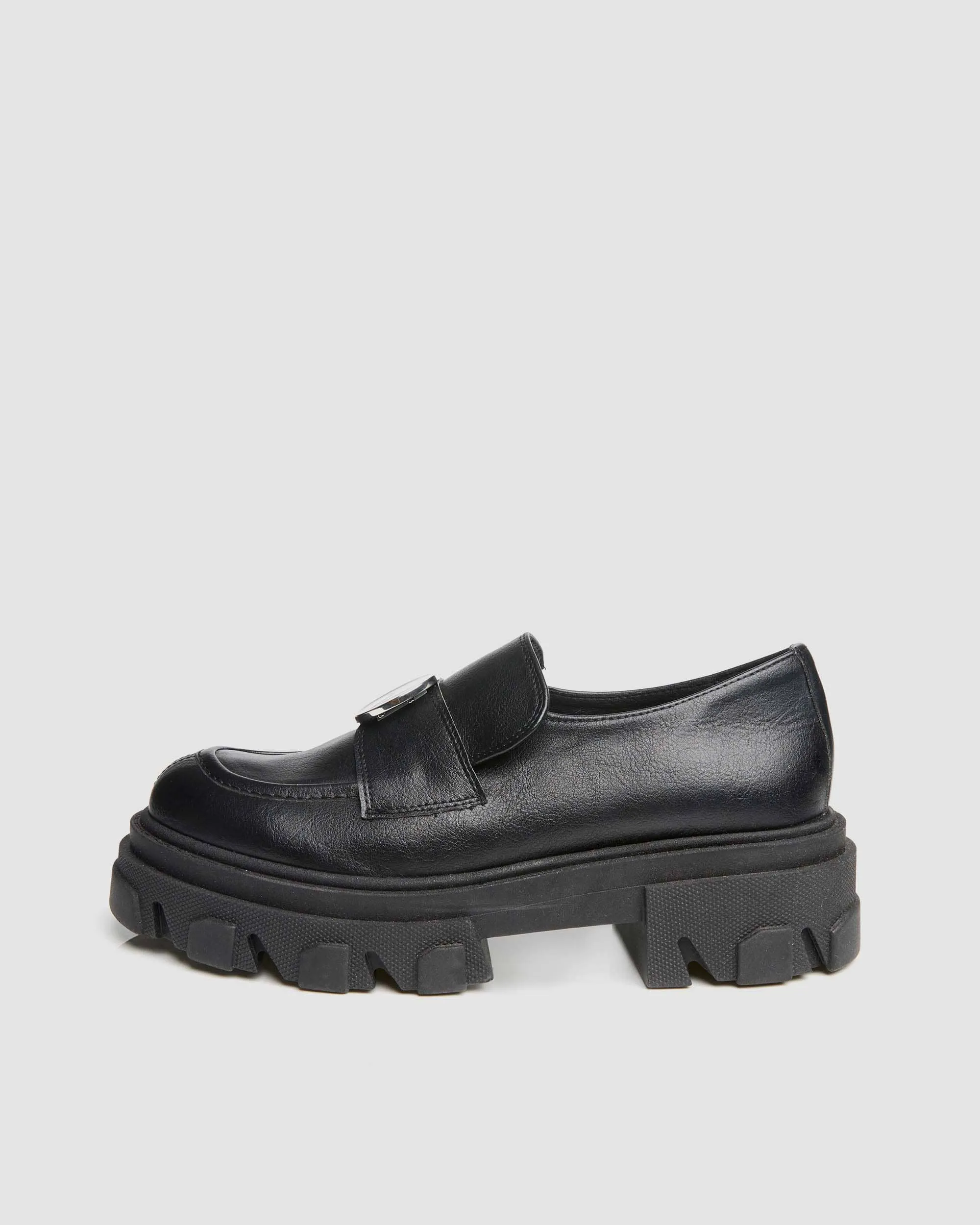 Blocky Women's Vegan Grape Leather Loafers | Black