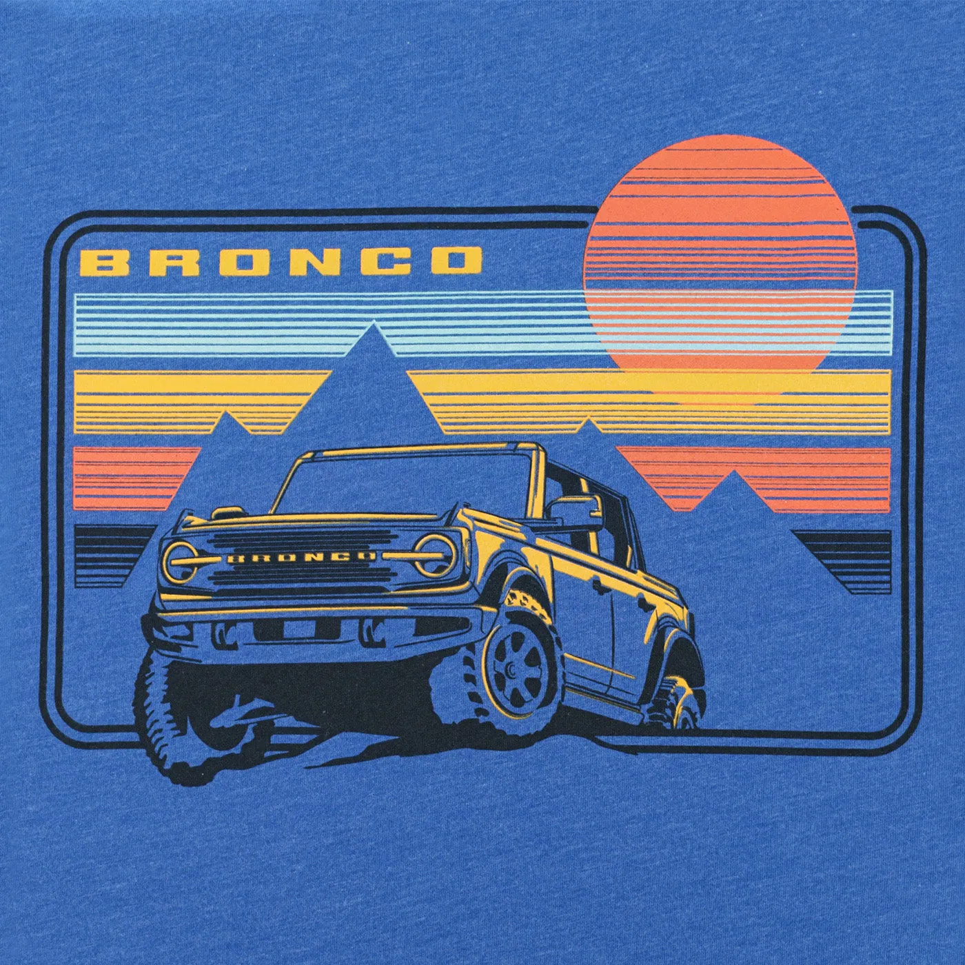 Bronco Mens Off Road Retro Desert Blue Graphic T-Shirt