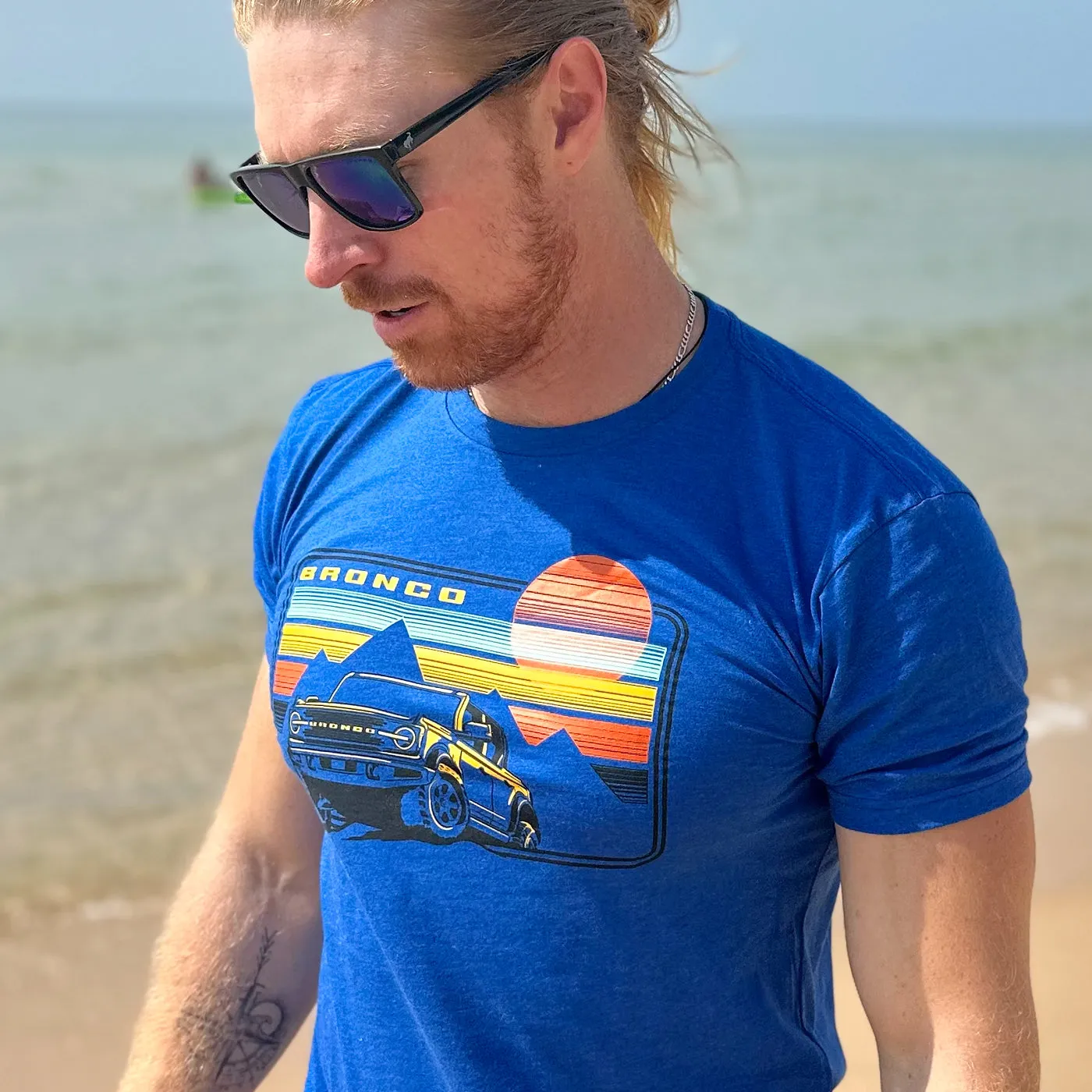 Bronco Mens Off Road Retro Desert Blue Graphic T-Shirt