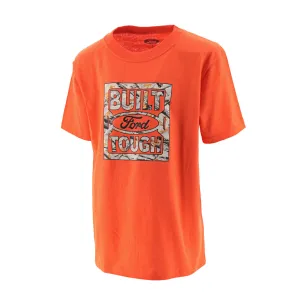 Built Ford Tough Camouflage Graphic Orange Youth T-Shirt