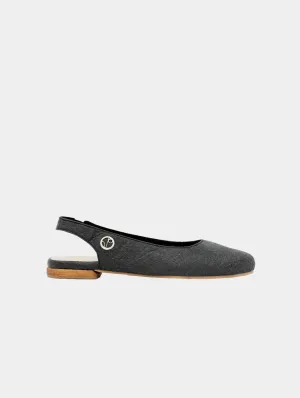 Cannes Pi?atex? Vegan Leather Sling Back Flats | Charcoal