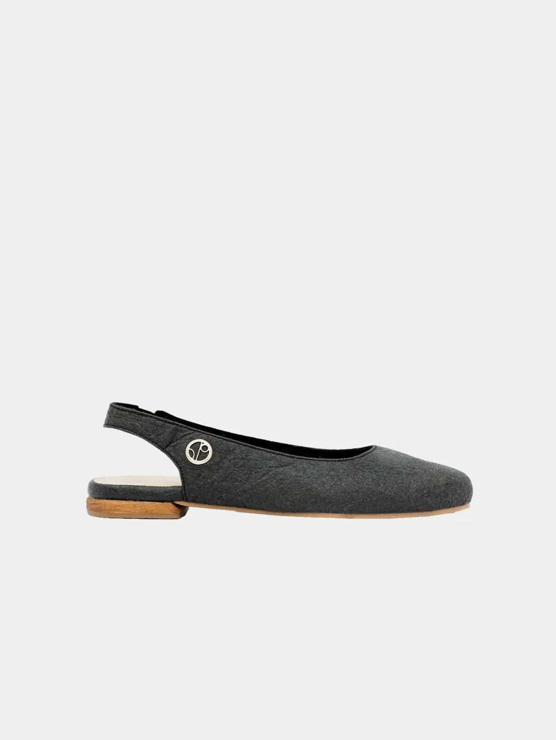 Cannes Pi?atex? Vegan Leather Sling Back Flats | Charcoal