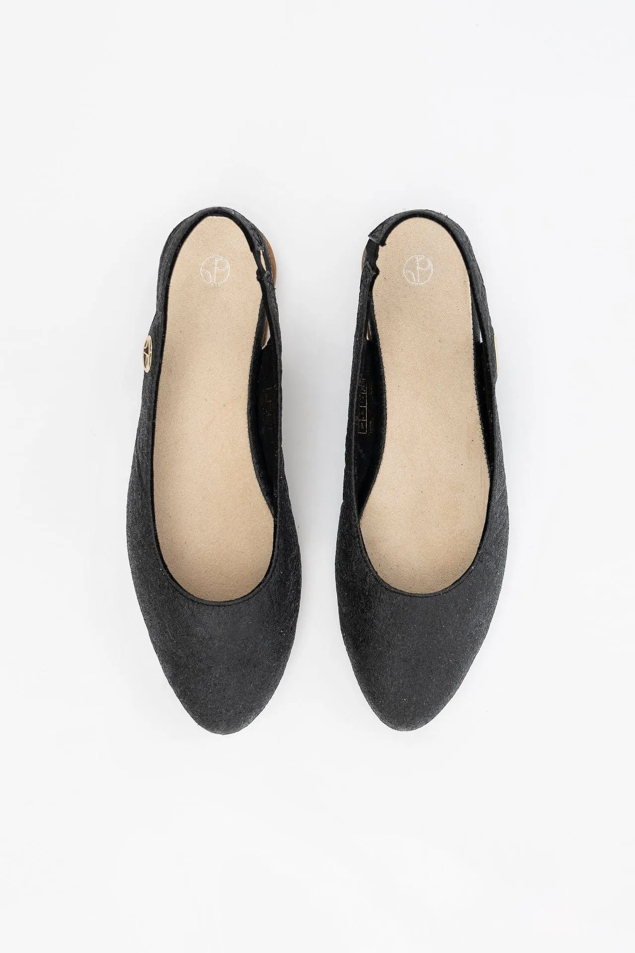 Cannes Pi?atex? Vegan Leather Sling Back Flats | Charcoal