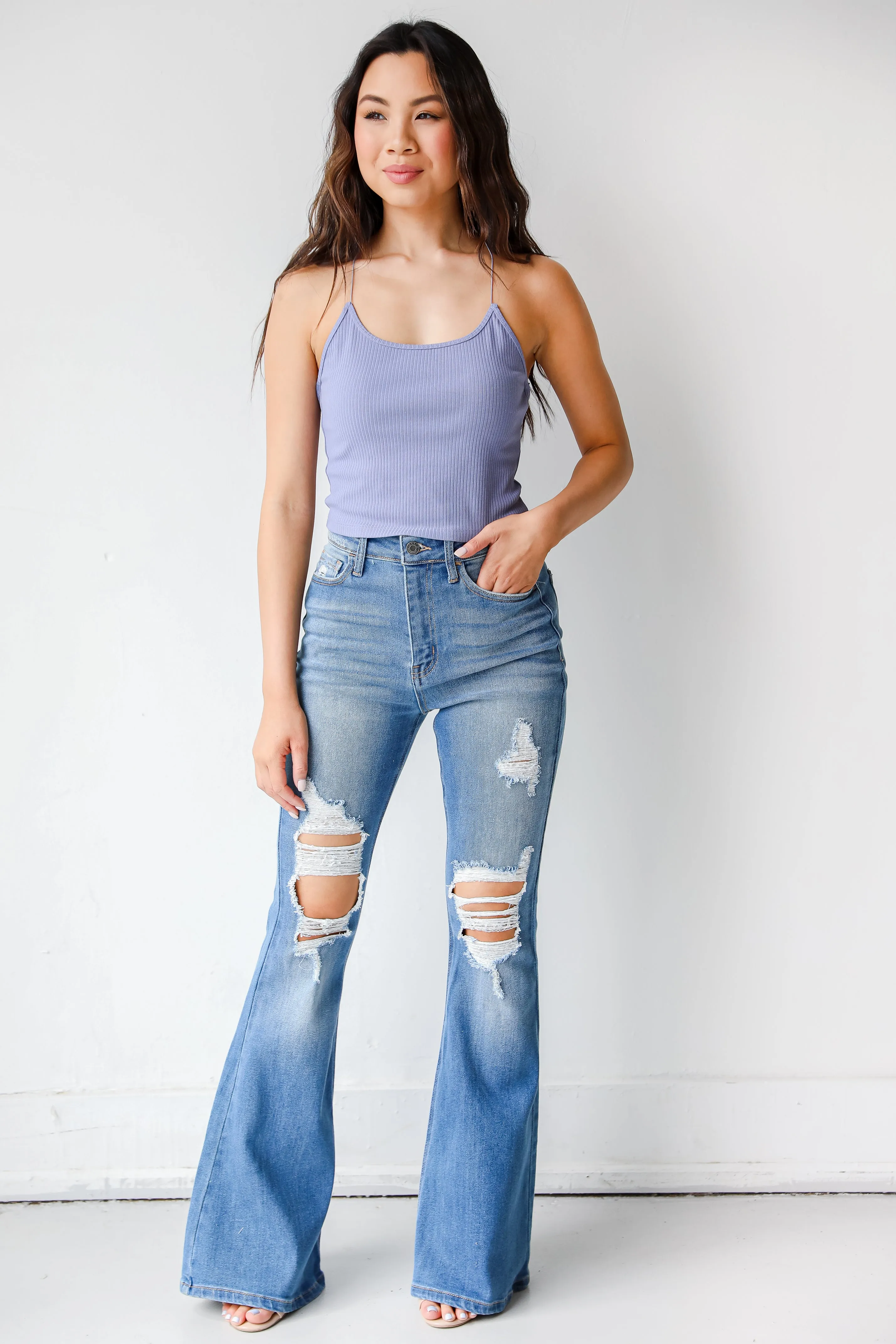 Chelsea Distressed Flare Jeans
