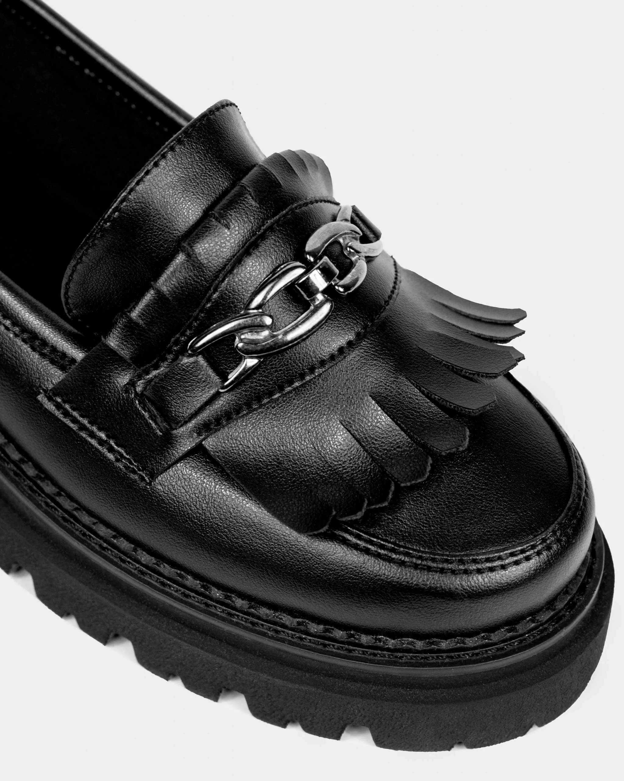 Chunky Women's Grape Leather Vegan Loafers | Black