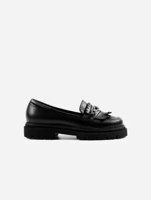 Chunky Women's Grape Leather Vegan Loafers | Black