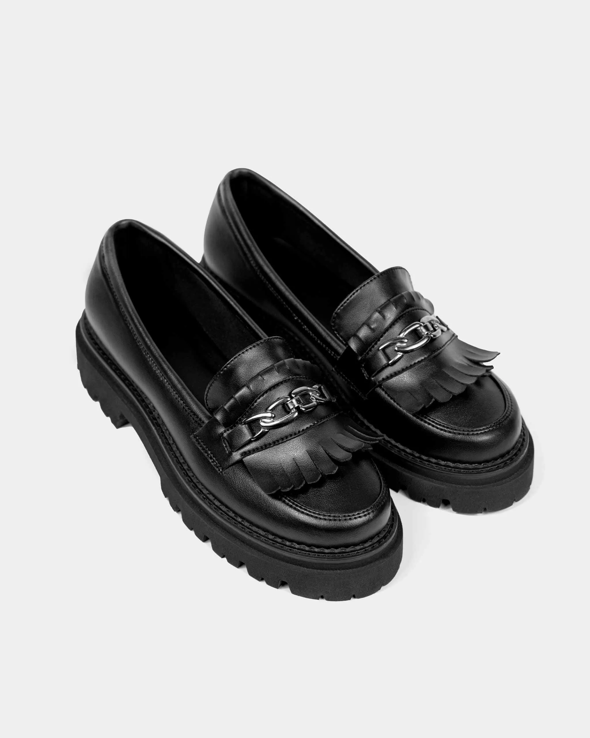Chunky Women's Grape Leather Vegan Loafers | Black