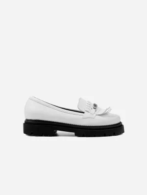Chunky Women's Grape Leather Vegan Loafers | White