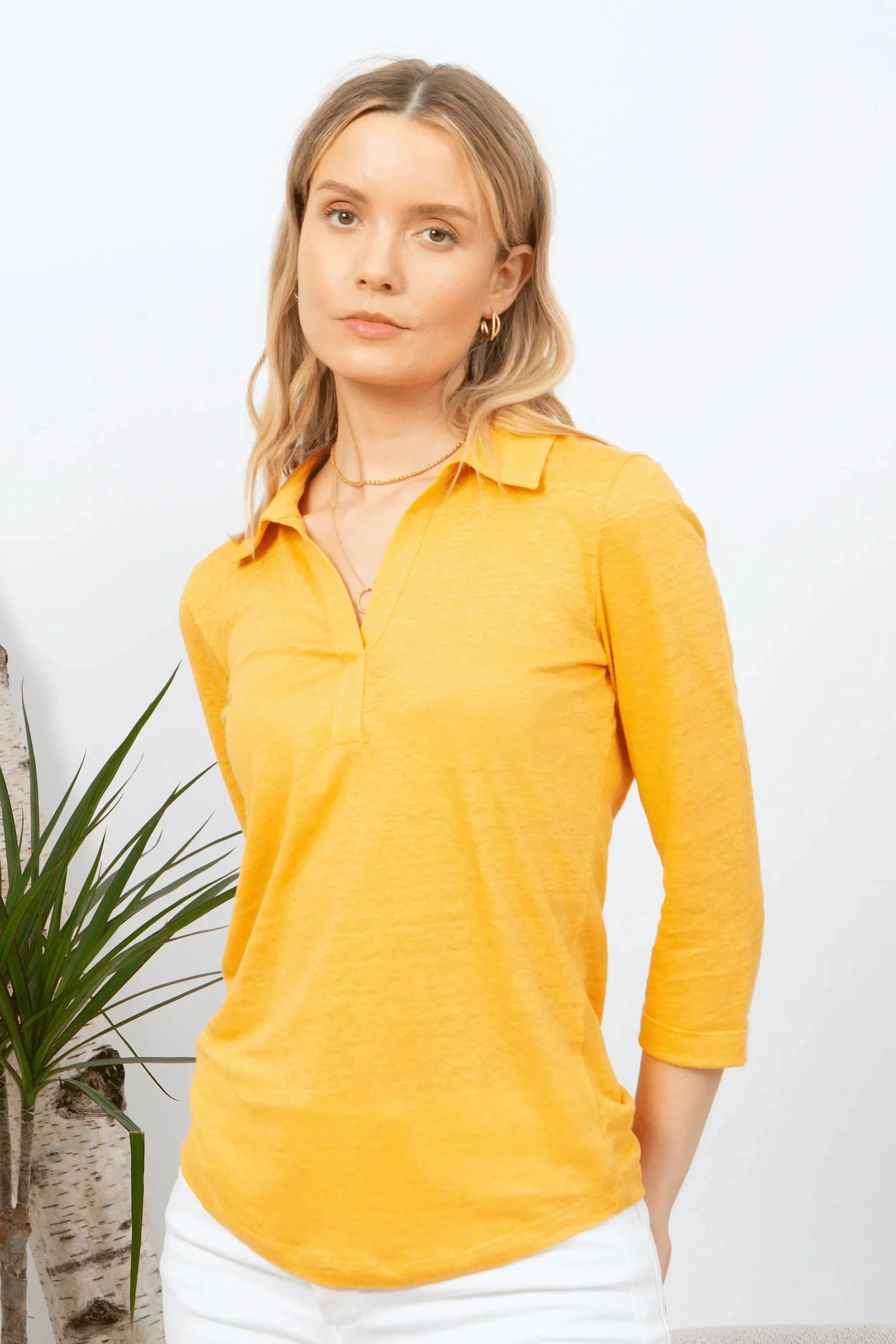 Collared Linen T-Shirt | Multiple Colours