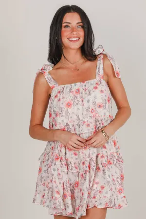 Completely Me Coral Floral Tiered Mini Dress