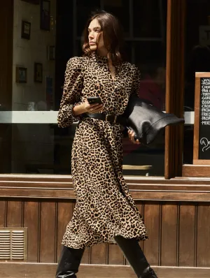 Daryn Printed?Midi Dress | Cognac Leopard