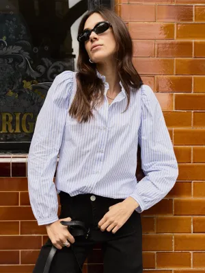 Debbie Organic Cotton?Stripe Blouse | Blue & White Stripe