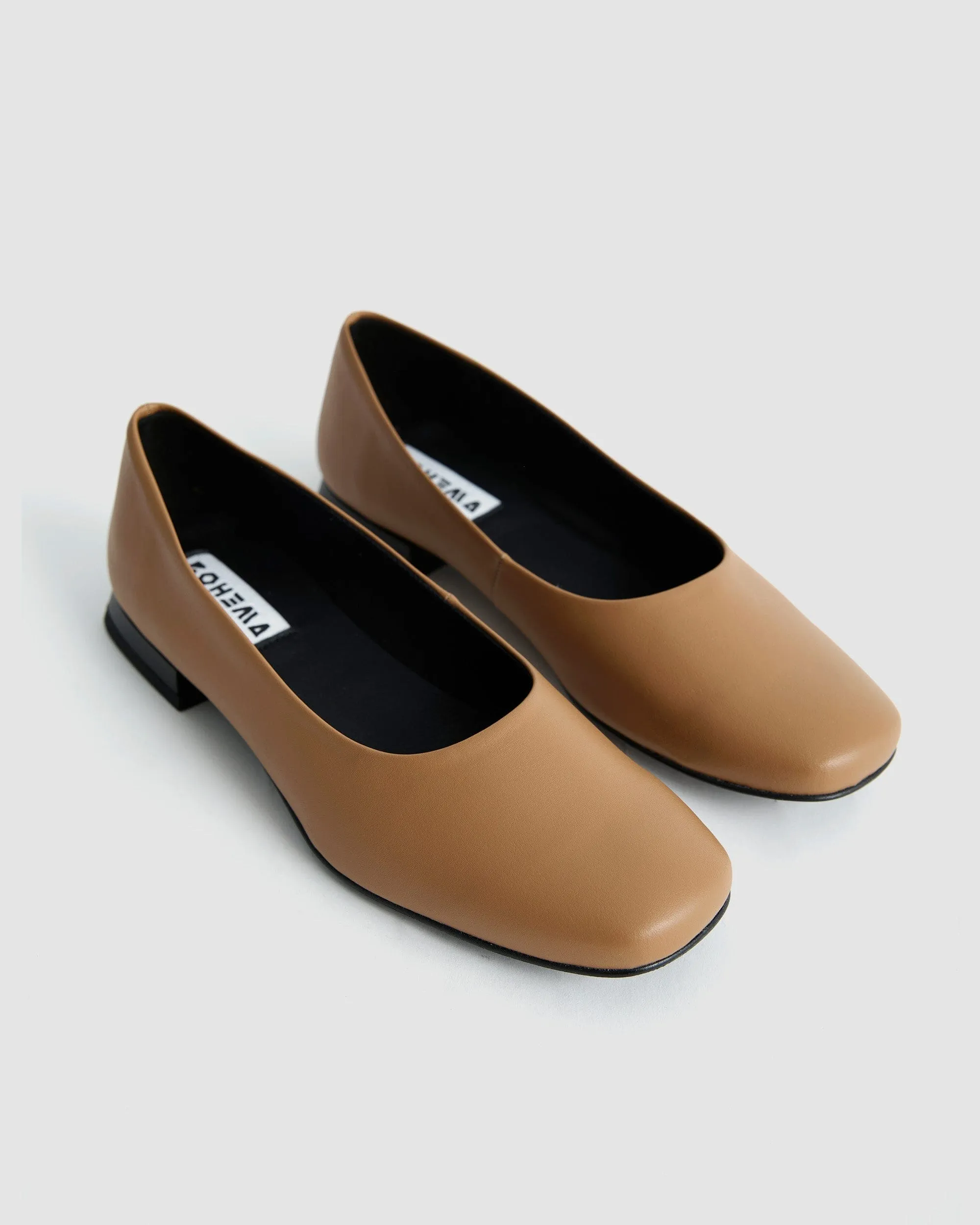 Diana Women's Vegea? Grape Leather Vegan Square Toe Pumps | Caramel