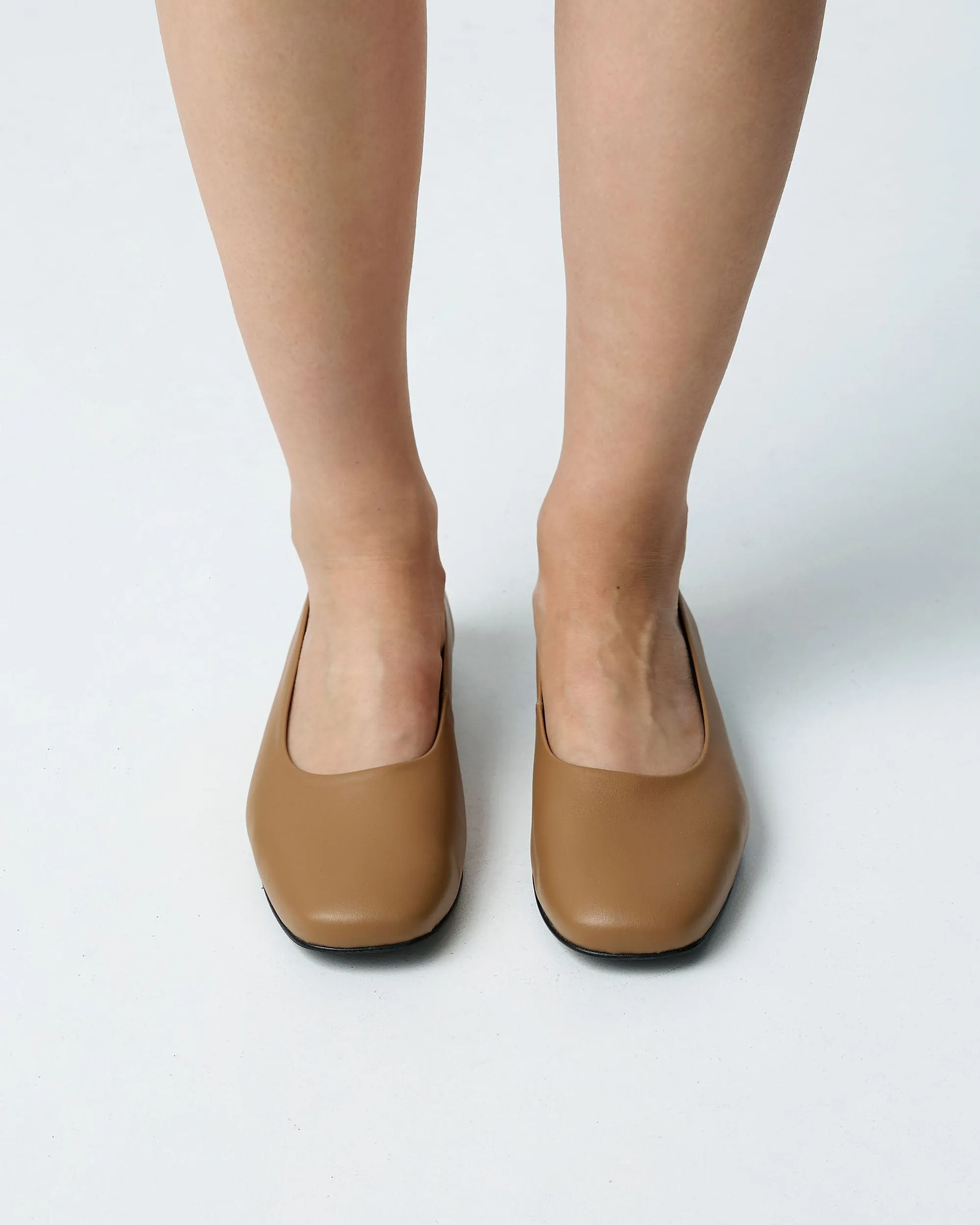 Diana Women's Vegea? Grape Leather Vegan Square Toe Pumps | Caramel
