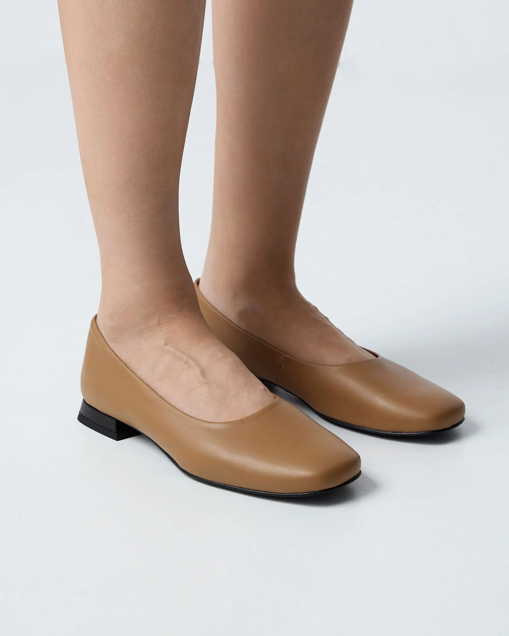 Diana Women's Vegea? Grape Leather Vegan Square Toe Pumps | Caramel