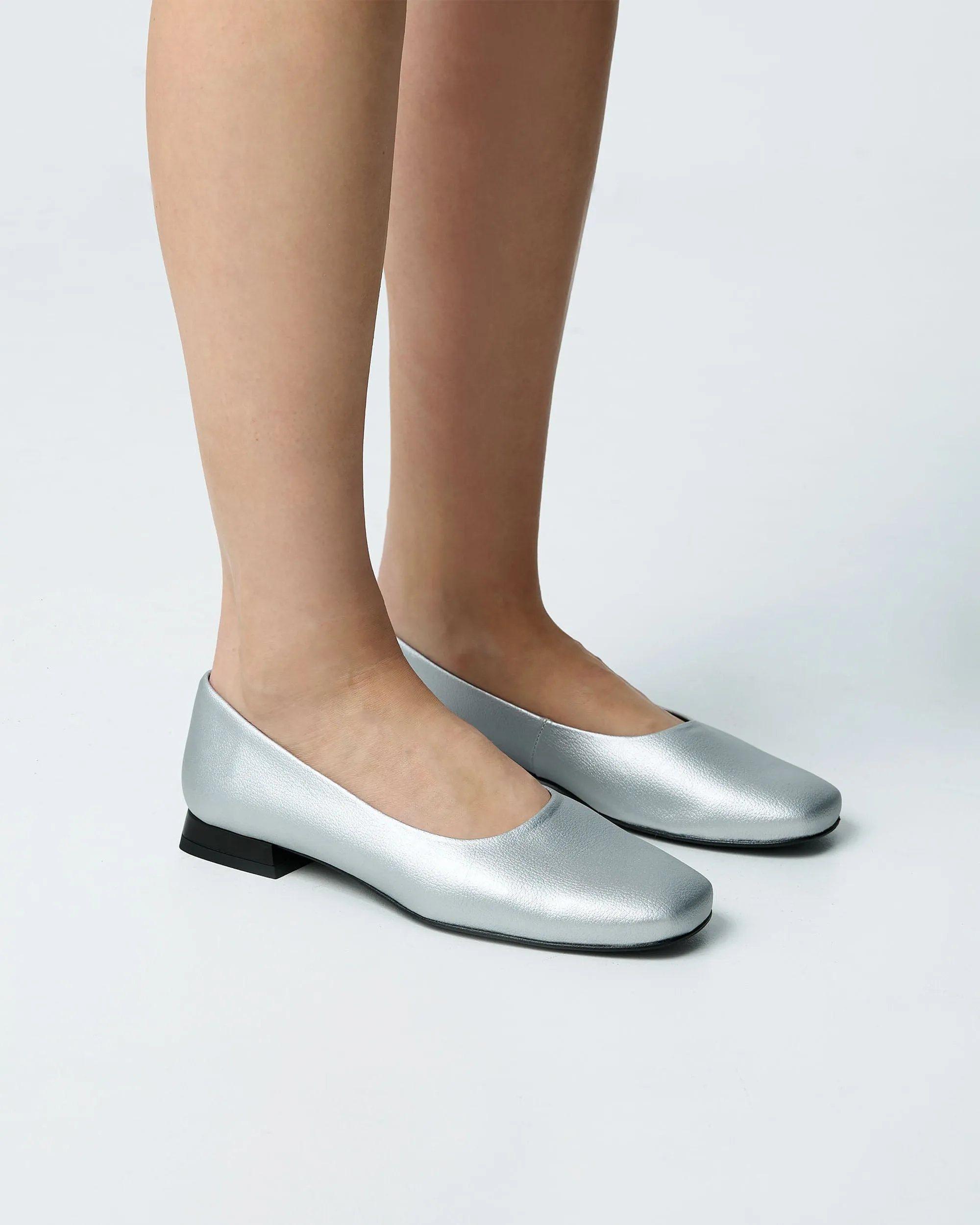 Diana Women's Vegea? Grape Leather Vegan Square Toe Pumps | Silver