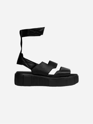 Edgy Women's Vegan Cactus leather Desserto? Platform Sandals | Black