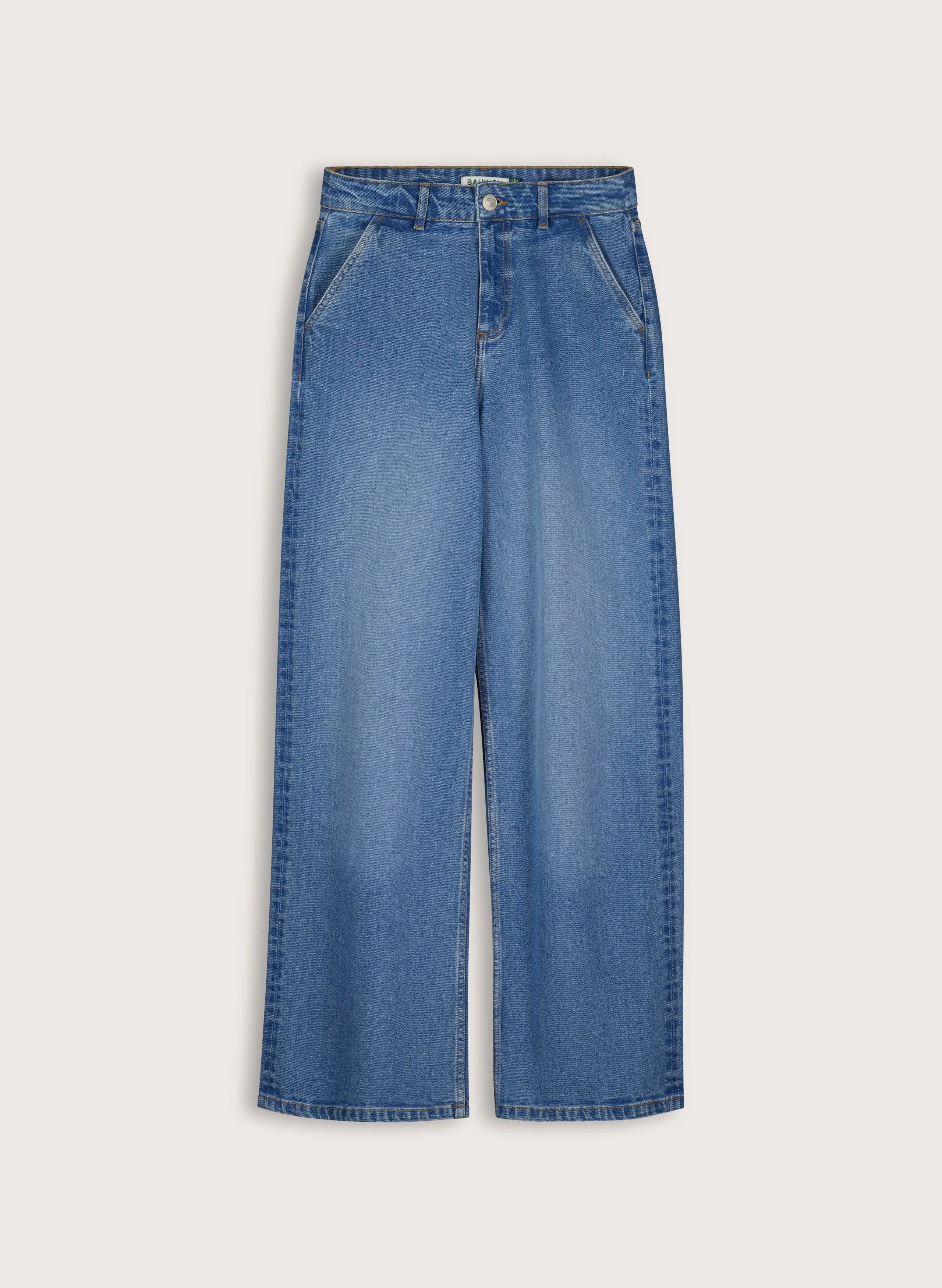 Emery Organic Cotton Stretch Wide Leg Jeans | Mid Wash Indigo