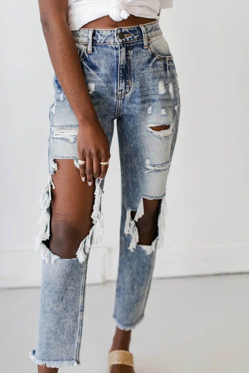 Emmy High Waist Distressed Boyfriend Jeans