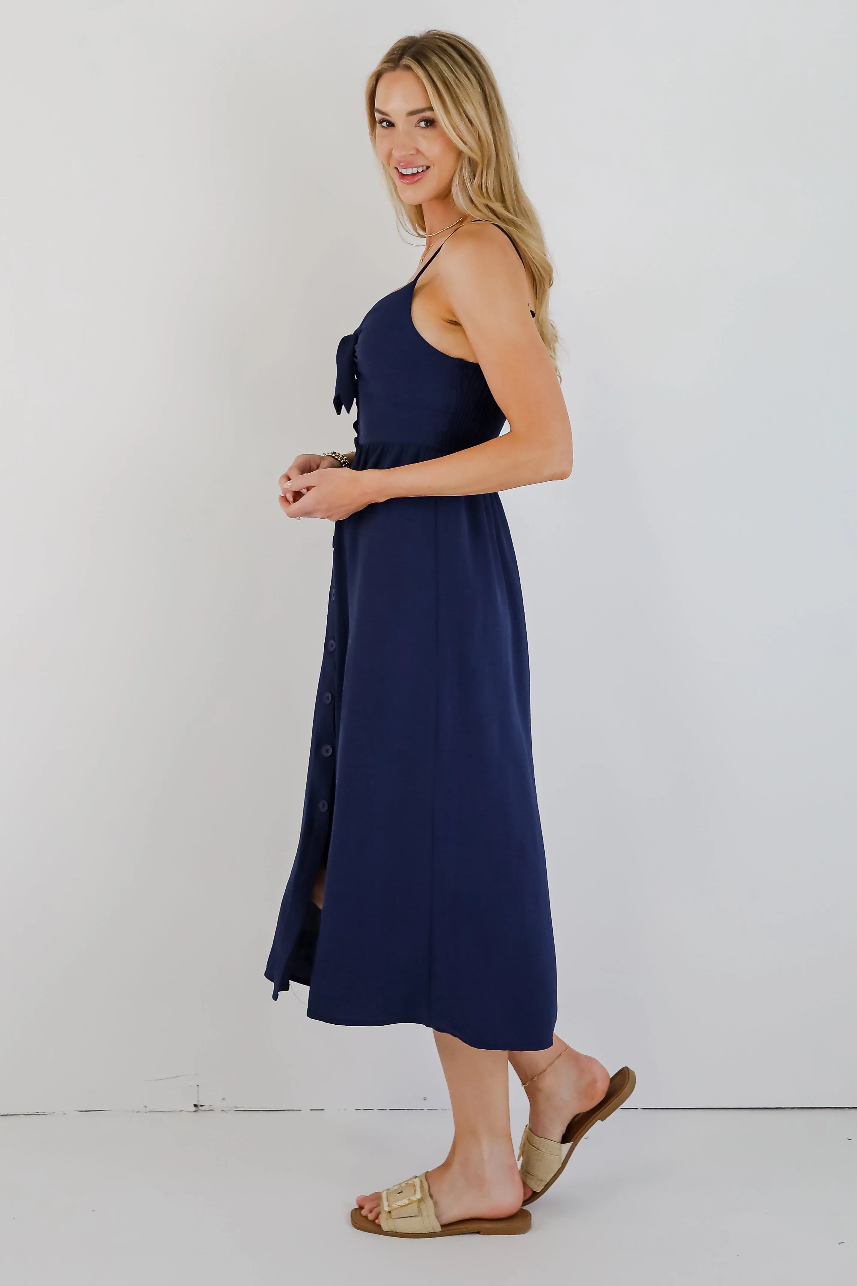 Epitome Of Allure Tie-Front Midi Dress