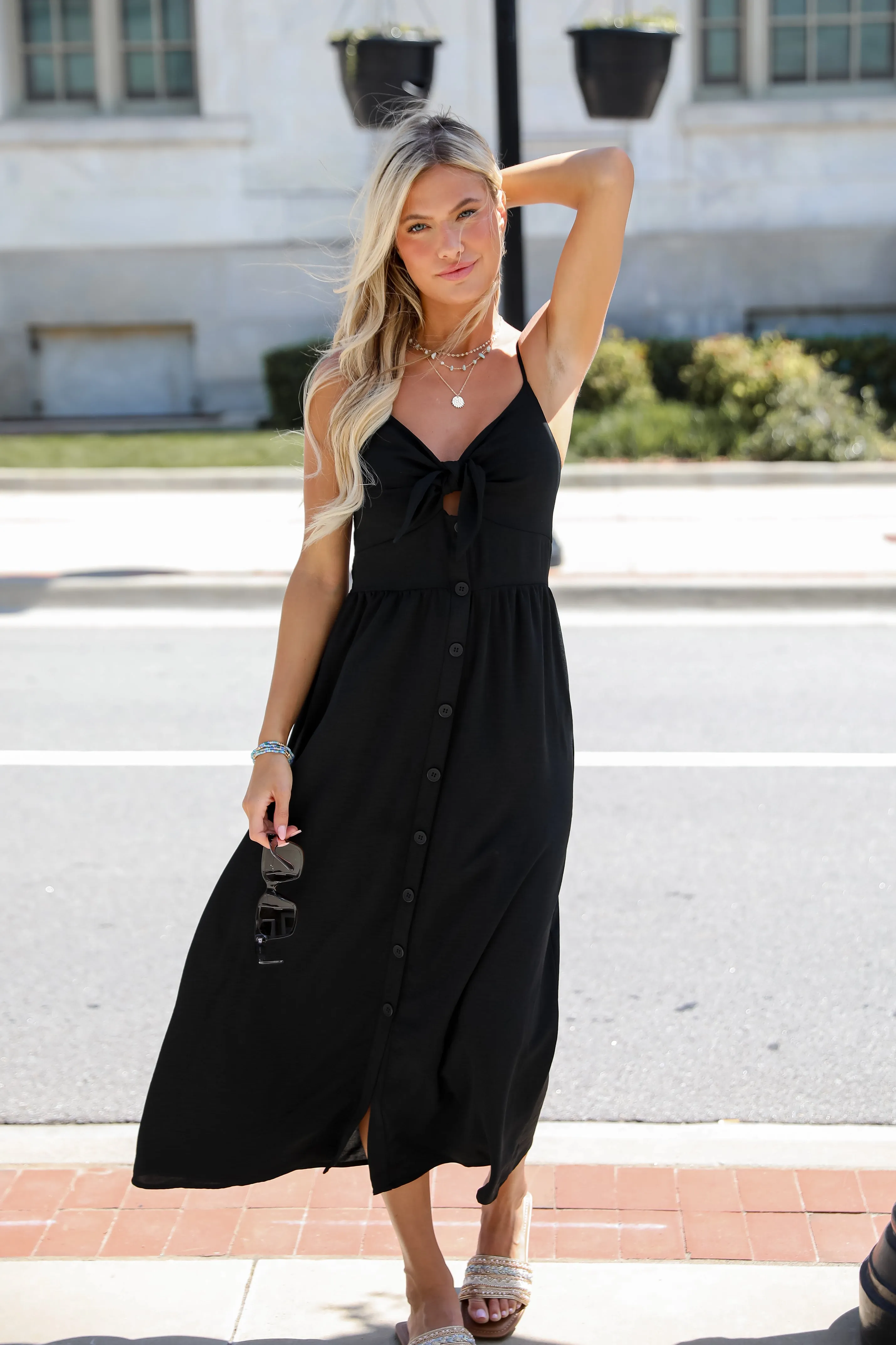 Epitome Of Allure Tie-Front Midi Dress