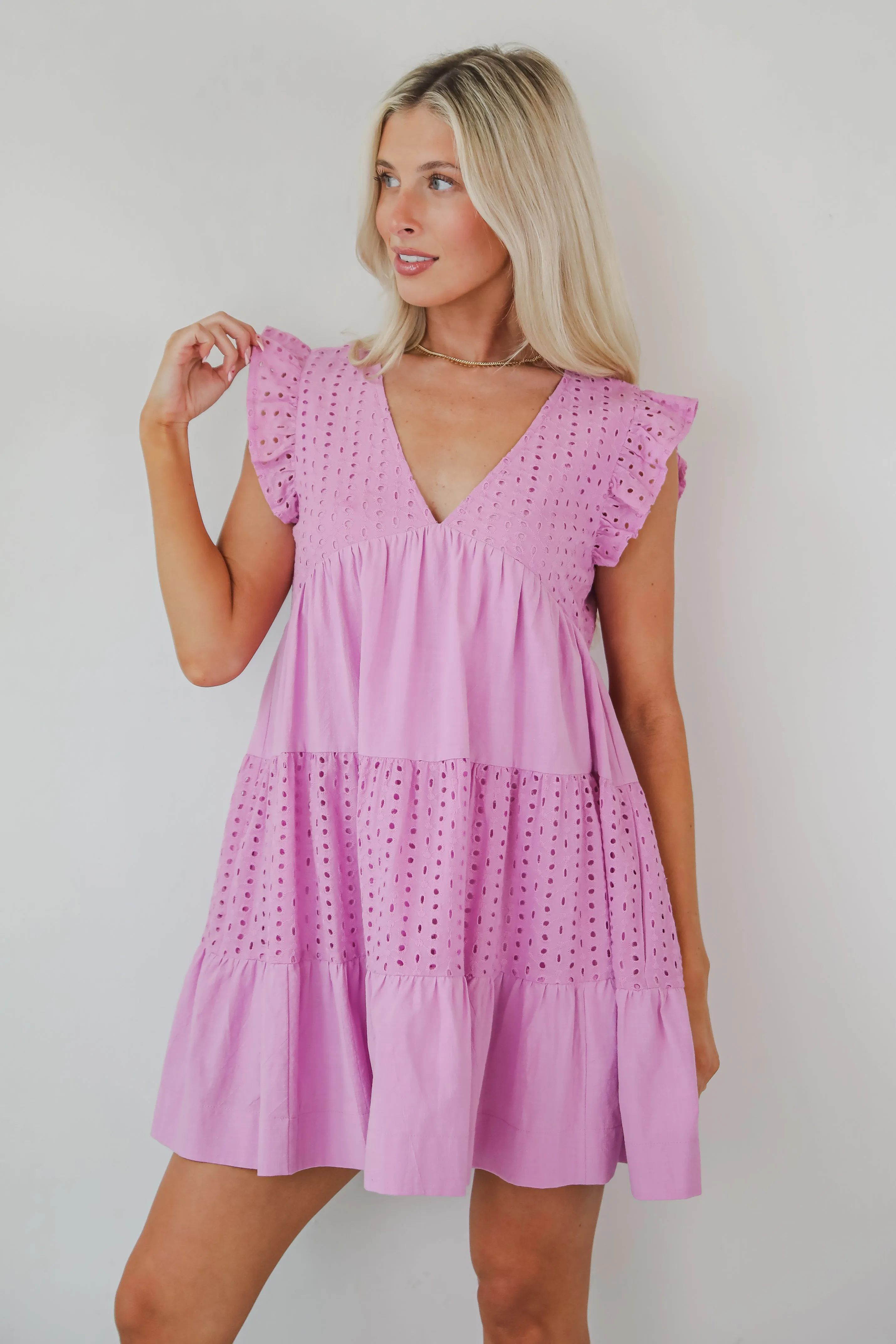 FINAL SALE - Adorable Tendencies Orchid Eyelet Romper Dress