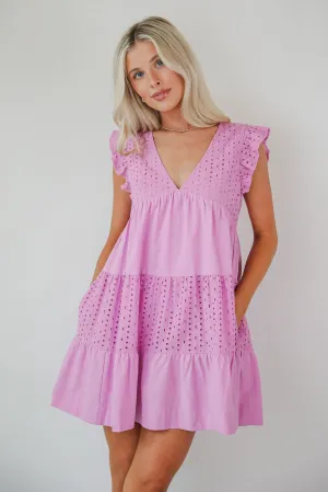 FINAL SALE - Adorable Tendencies Orchid Eyelet Romper Dress