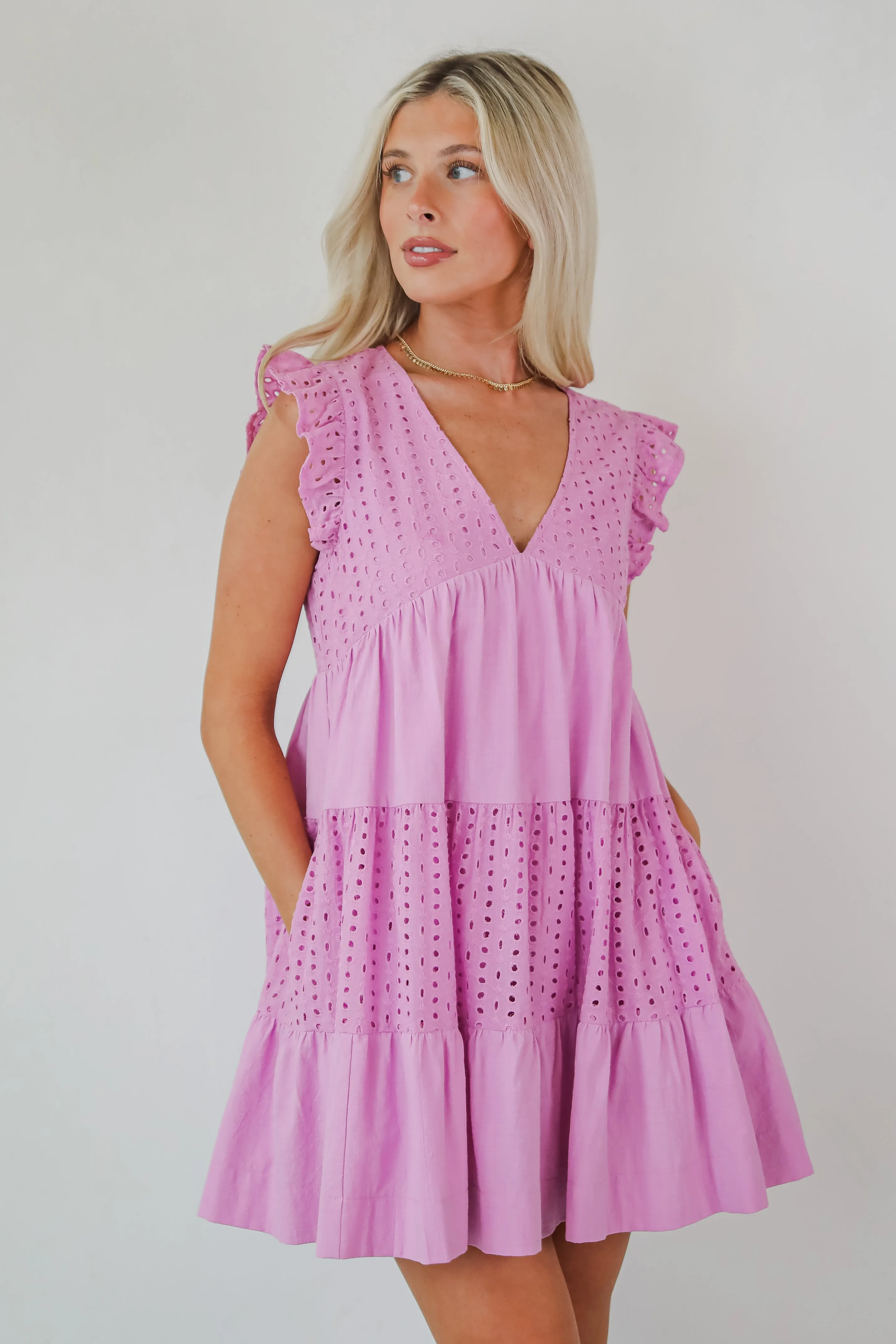 FINAL SALE - Adorable Tendencies Orchid Eyelet Romper Dress