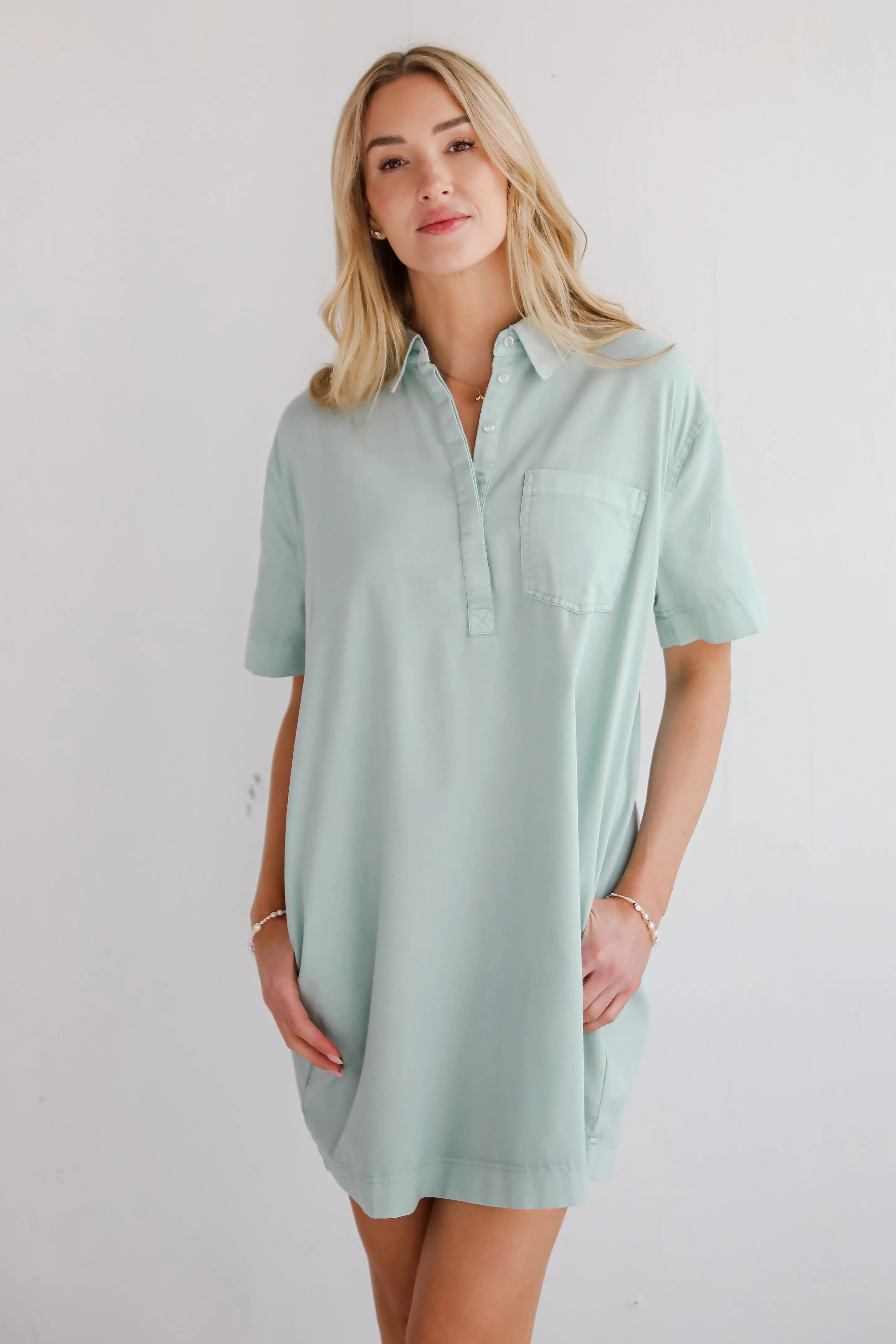 FINAL SALE - All The Time Mint Shirt Dress