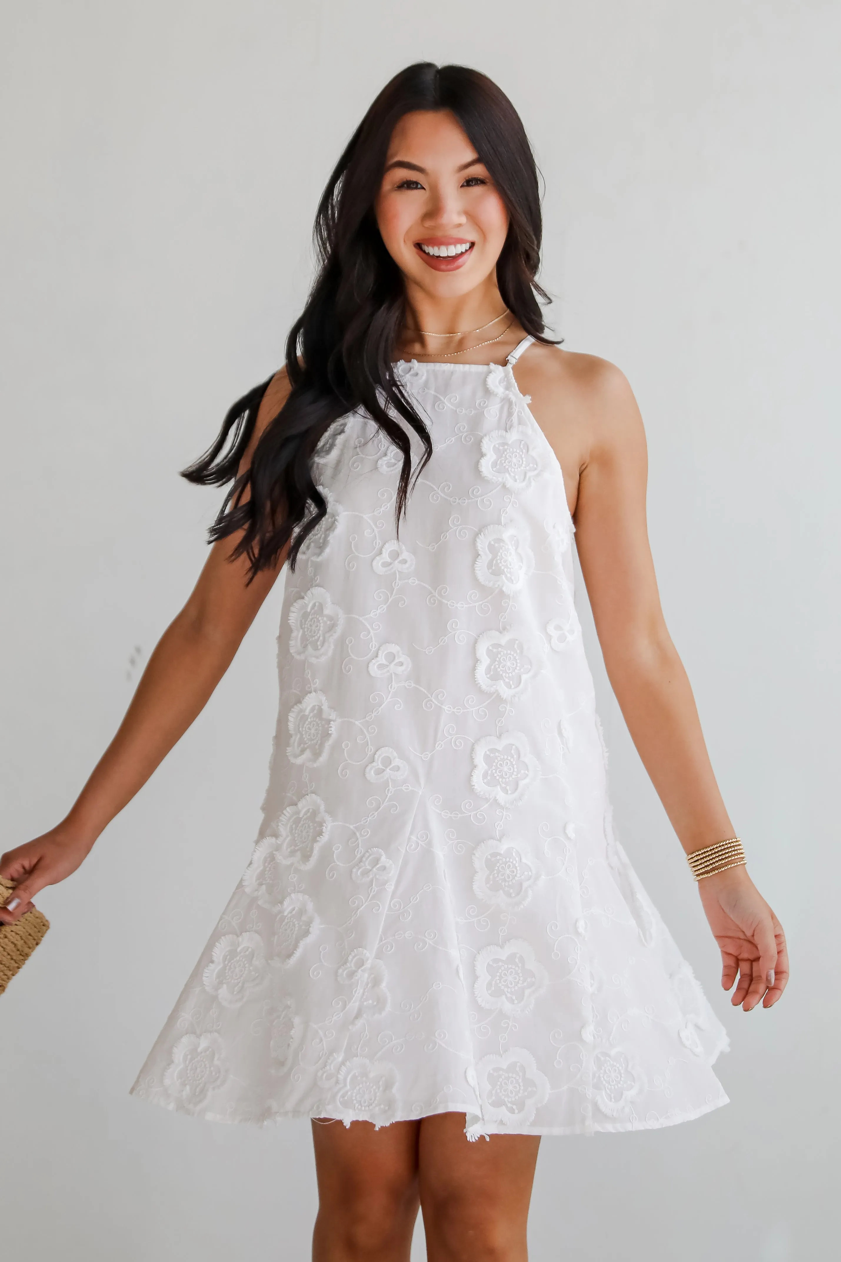 FINAL SALE - Always Remarkable White Floral Embroidered Mini Dress