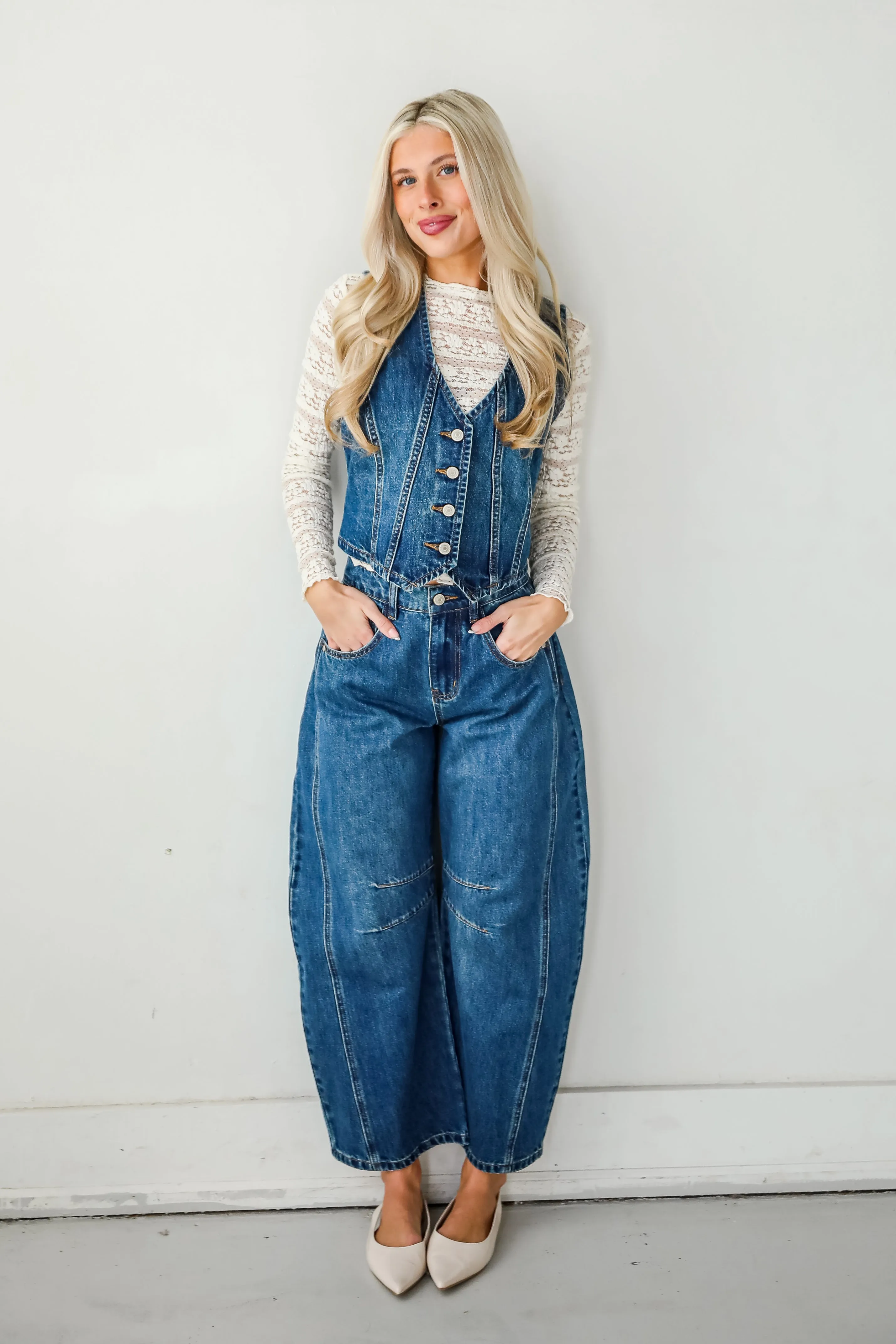 FINAL SALE - Aubrey Dark Wash High-Rise Barrel Jeans