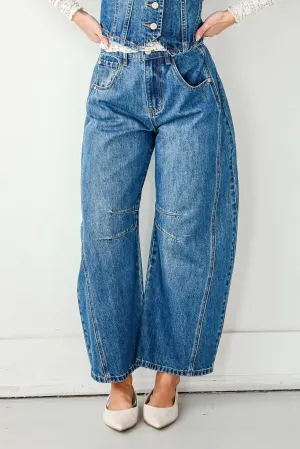 FINAL SALE - Aubrey Dark Wash High-Rise Barrel Jeans