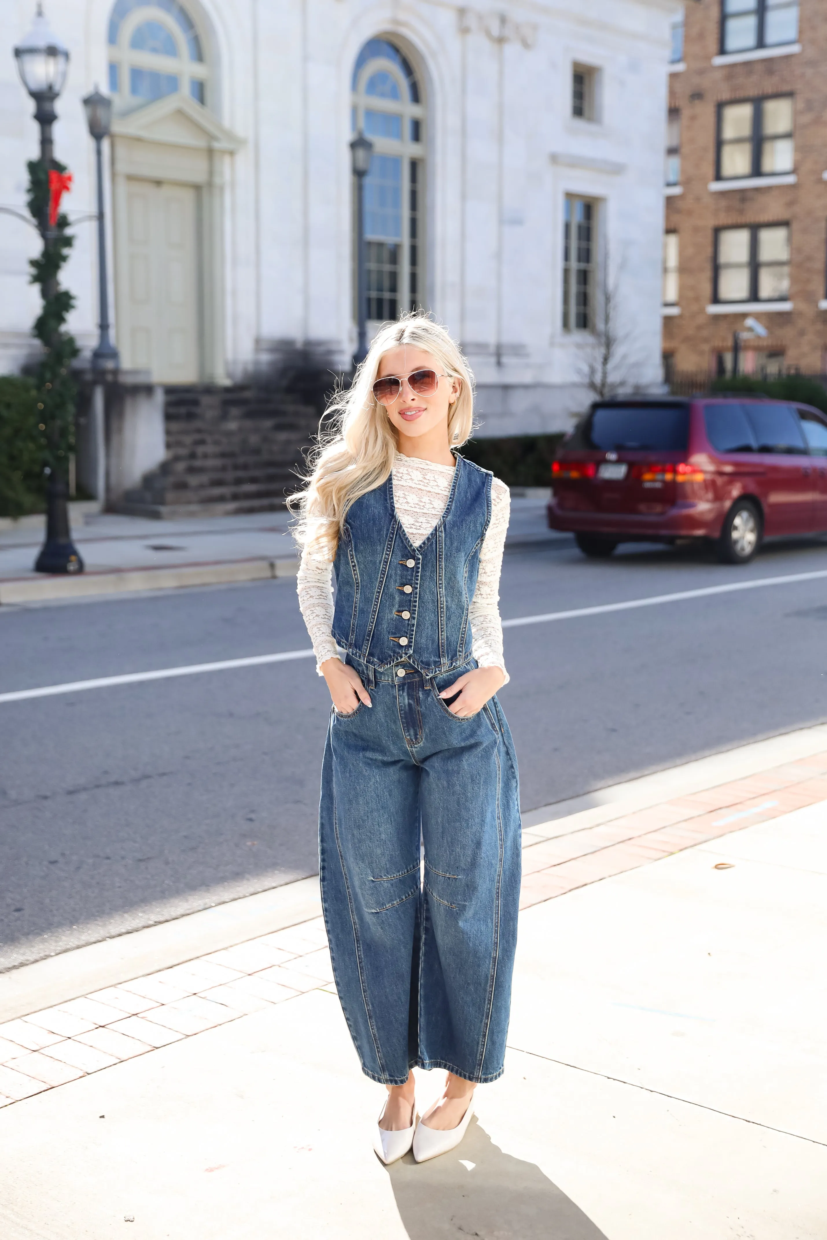FINAL SALE - Aubrey Dark Wash High-Rise Barrel Jeans