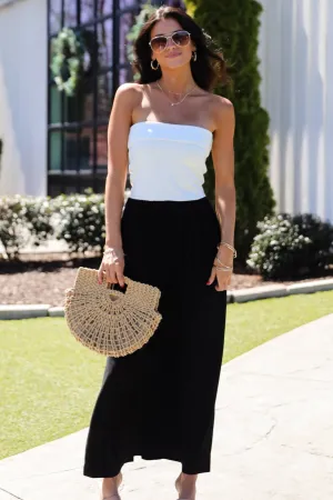 FINAL SALE - Beautifully Chic Black Contrast Strapless Maxi Dress